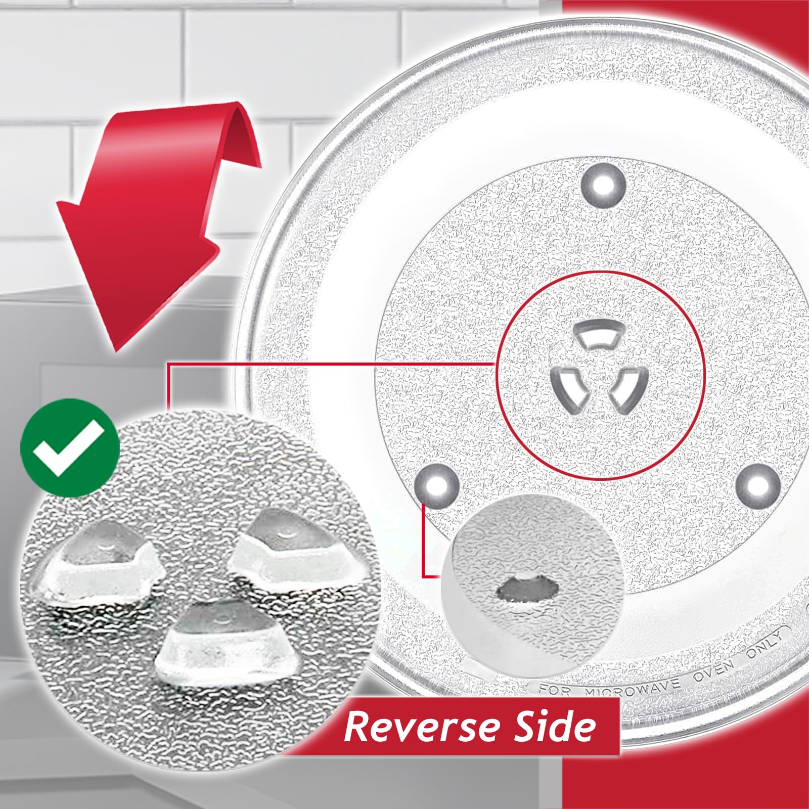 SPARES2GO Universeller Mikrowellen-Drehteller mit 6-Punkt-Befestigung (Y-Typ) aus Glas (13 Zoll / 34 cm / 340 mm)