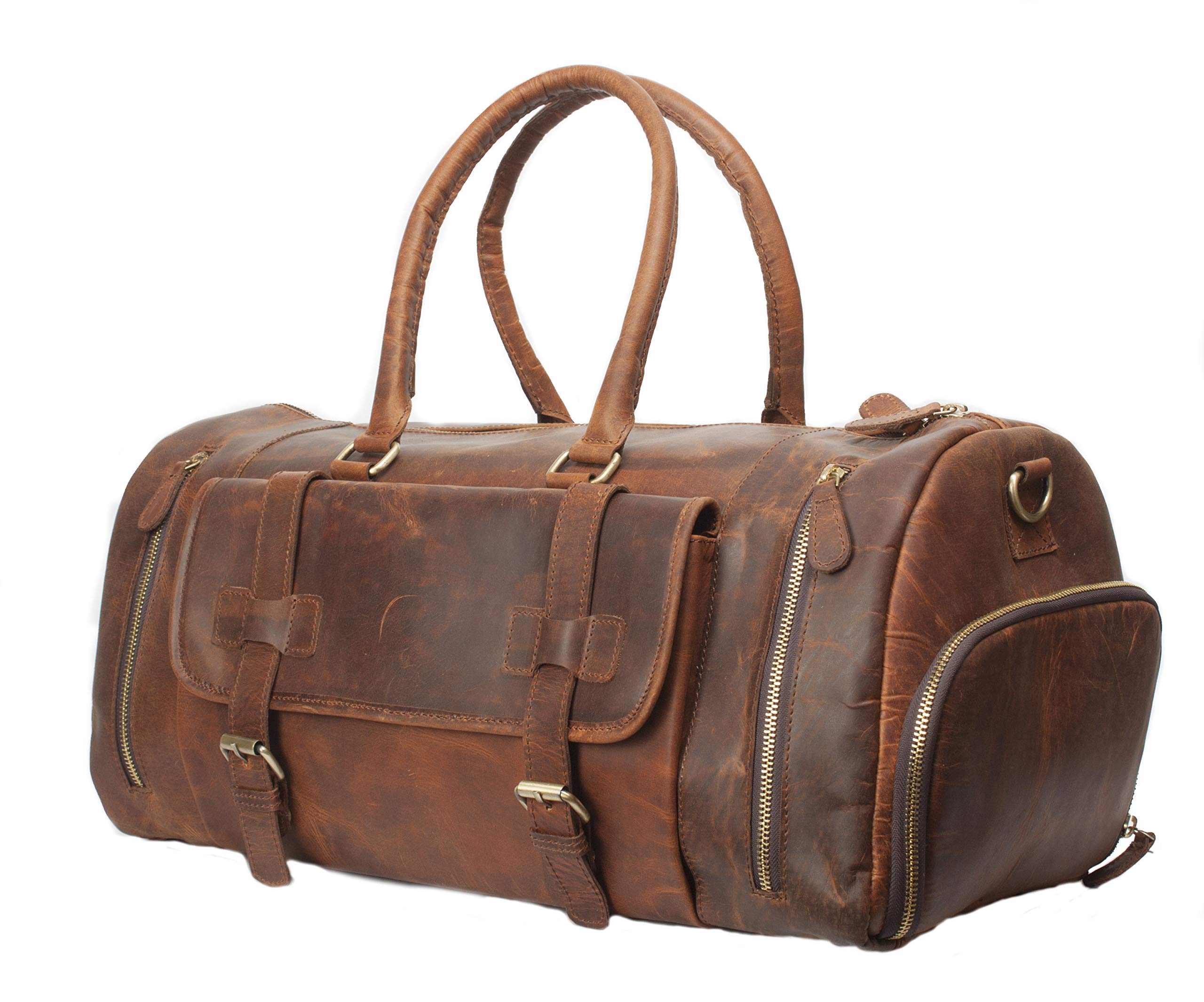 Vintage Crazy Horse Leather men's Travel Duffle luggage Bag Gym Sports