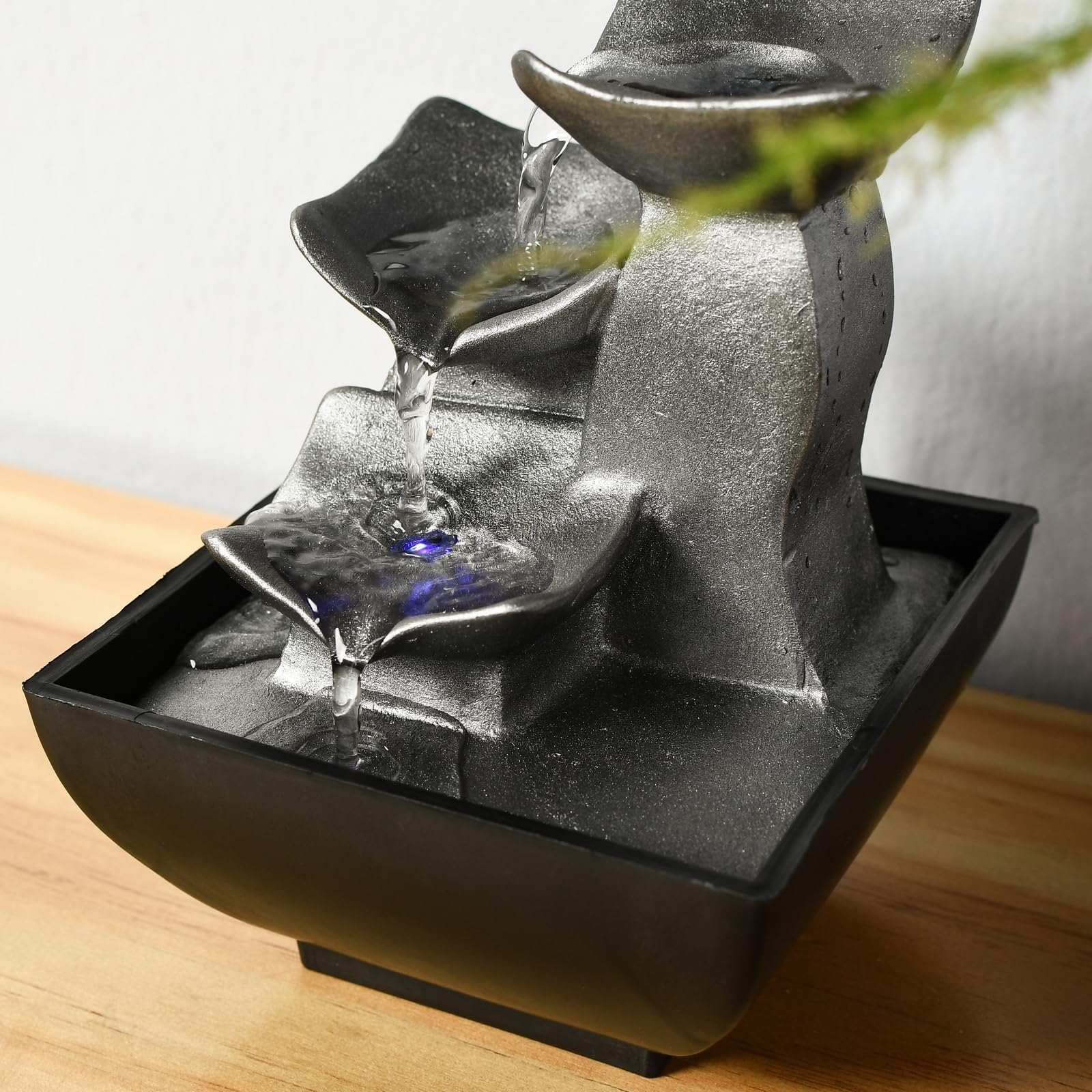 Zen Light Nature Boro - Fuente, de Resina, Plateada, 13 x 13 x 17 cm