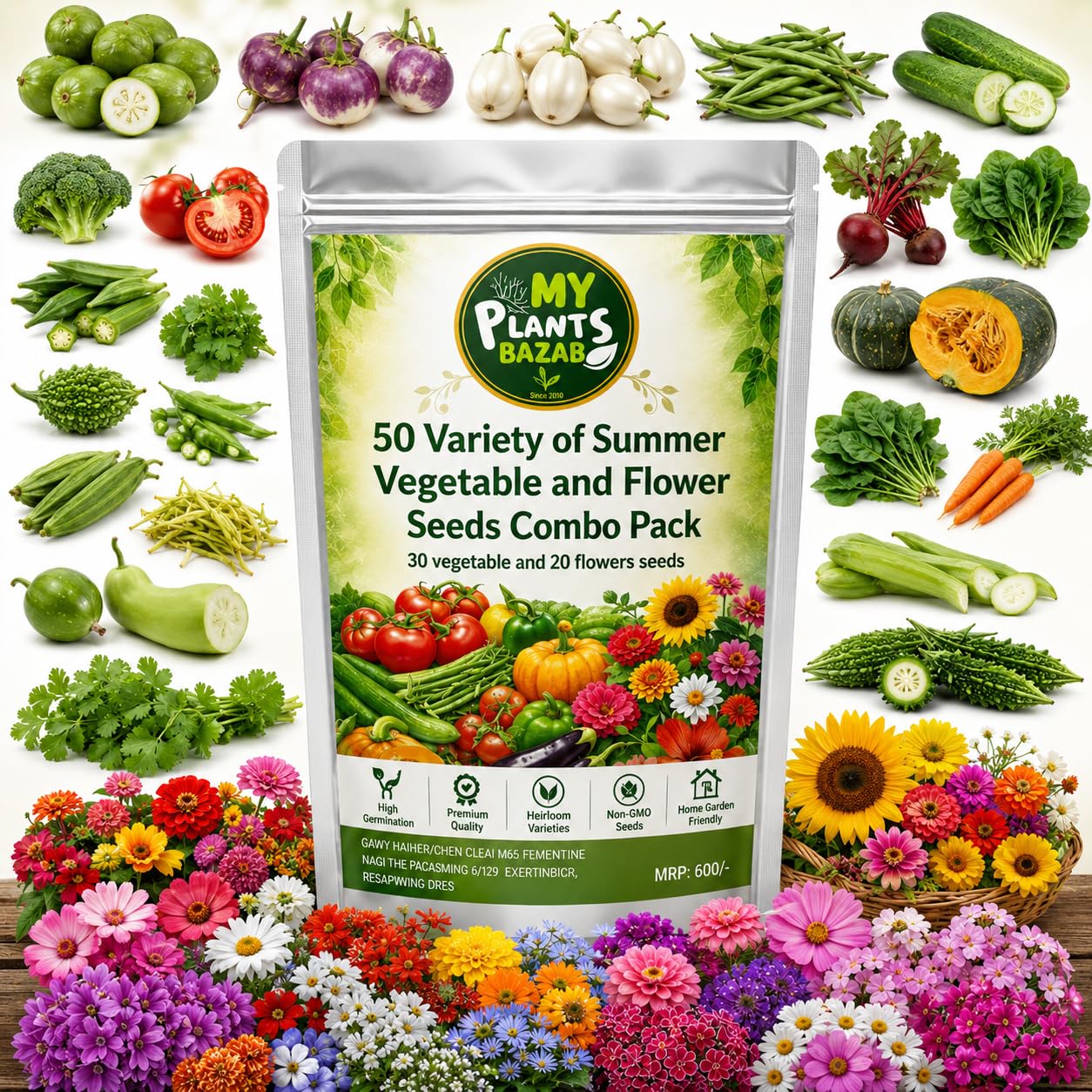 Summer Veg Seeds Combo - 600+ Seeds FREE SHIPPING -7