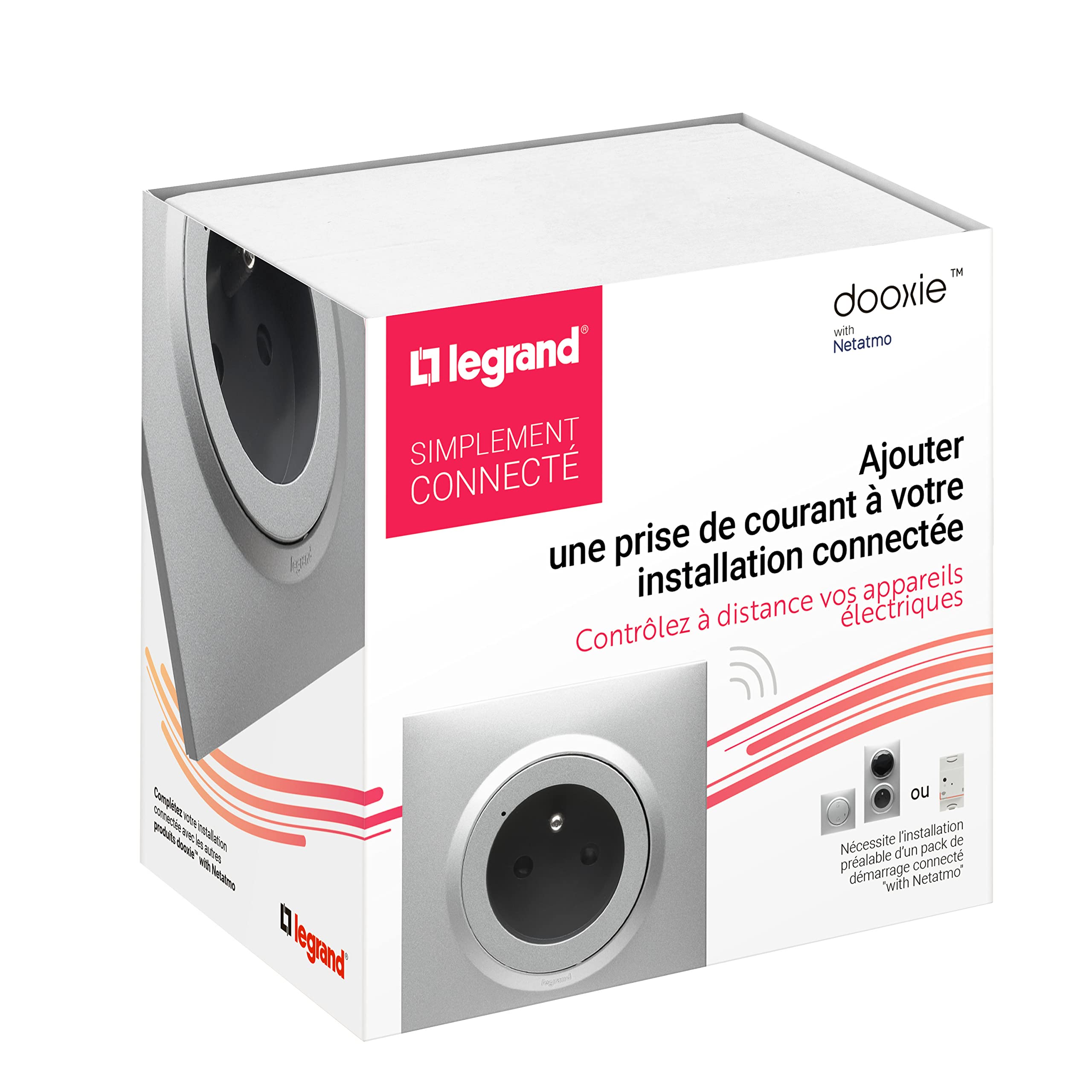 Legrand - Rallonge multiprise rotative avec 4 prises de courant Surface , interrupteur et parafoudre - blanc et gris foncé