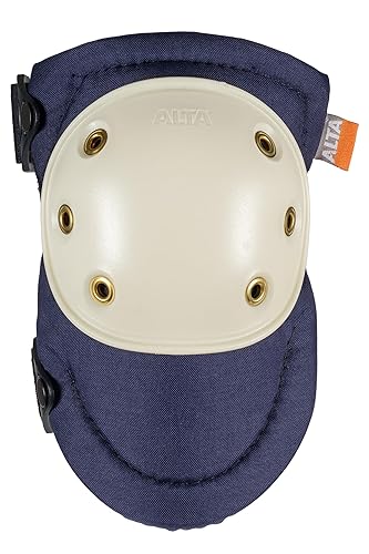 ALTA 50903 AltaPRO - Rodilleras, tela de nailon Cordura azul marino, cierre AltaLOK, tapa dura, redonda, color blanco (un par)