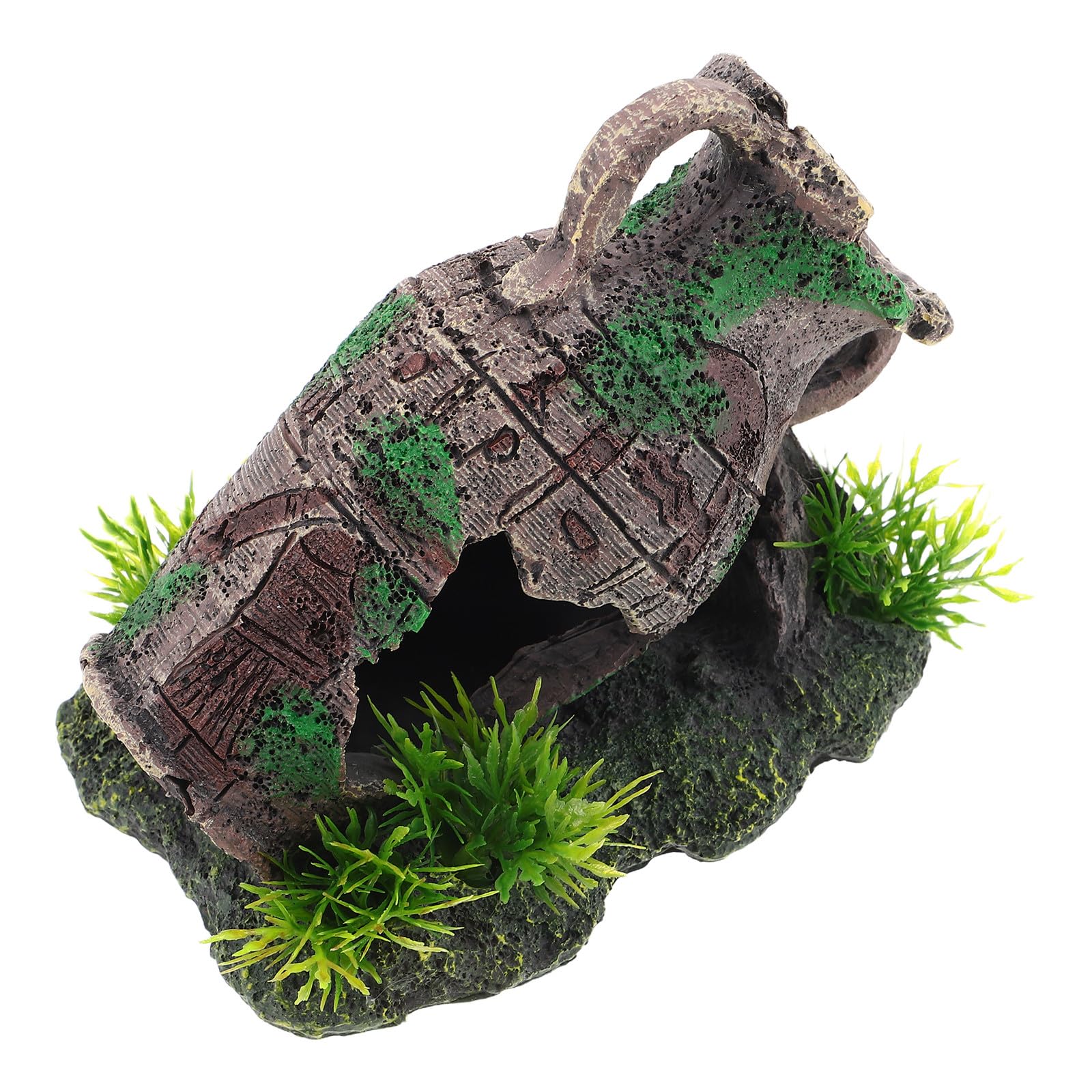 Aquarium Resin Broken Barrel Vase Fish Tank Decoration Grass Slant Vase Shrimp Habitat Fish Cave Hideout Vintage Ruins