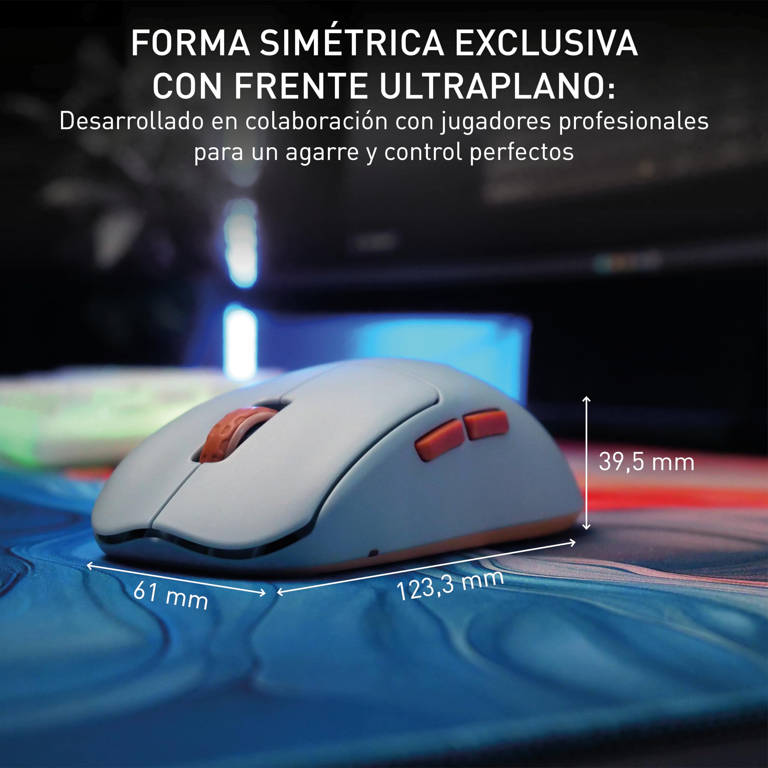 CHERRY XTRFY M68 Wireless, Ratón Inalámbrico Ultraligero para Juegos, 2,4 GHz, Optimizado para E-sports, Forma Simétrica con Parte Frontal Extra Baja, Azul