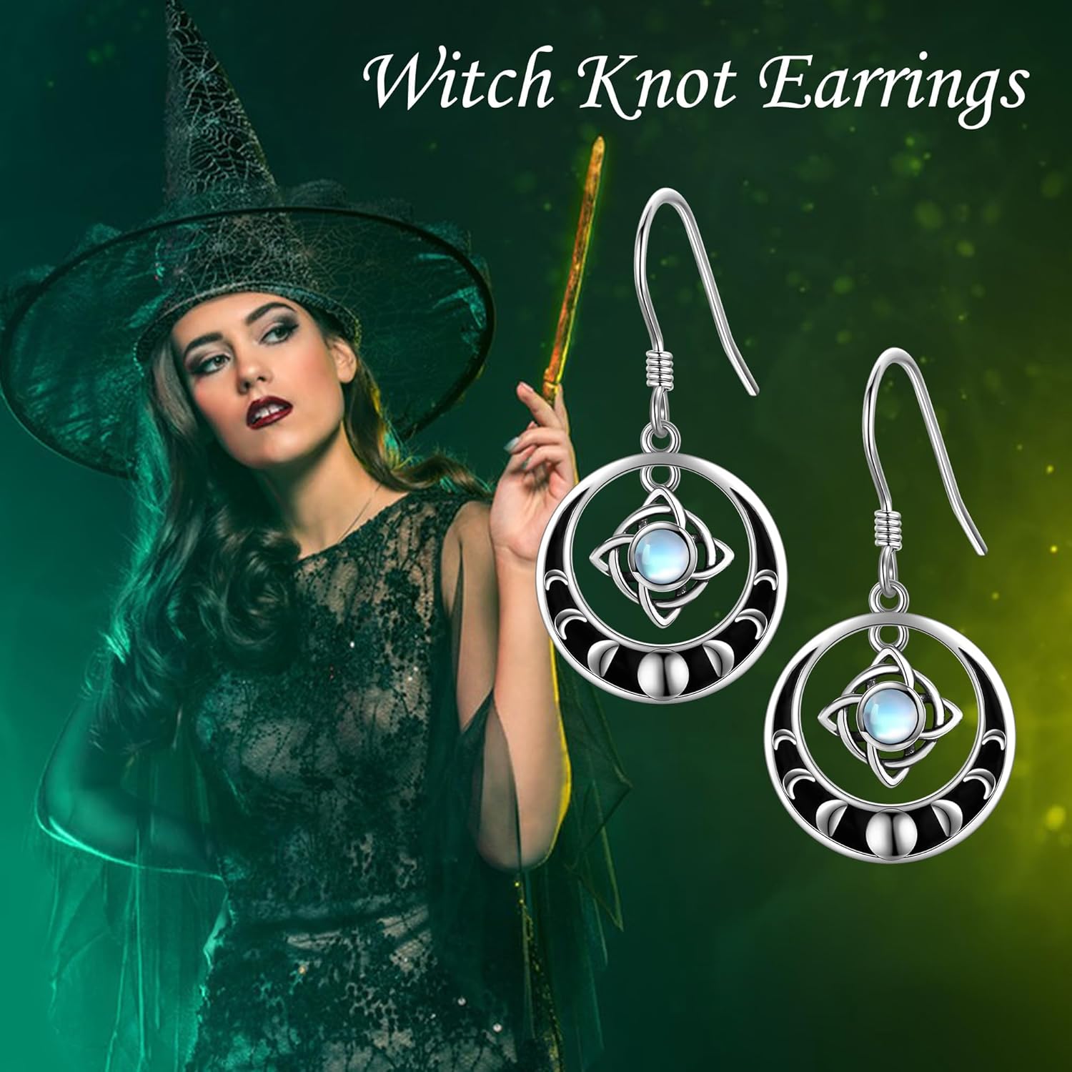 Witches Knot Earrings Sterling Silver 925 Moonstone Magical Knot Earrings Jewelry Gift For Women Valentine's Day Christmas Gifts