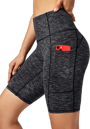 Ewedoos Biker Shorts Women Tummy Control Workout Shorts with 3 Pockets High Waisted Compression Gym Running Yoga Shorts Women