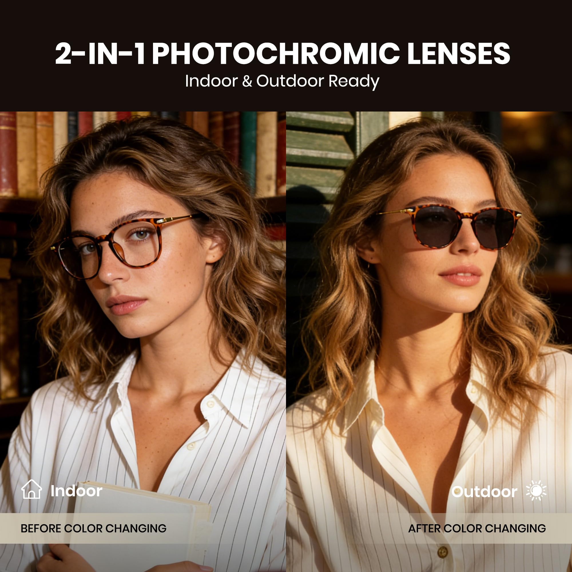 Cyxus Gafas Fotocromáticas para Hombres y Mujeres Protección UV y Bloqueo de Luz Azul 8354