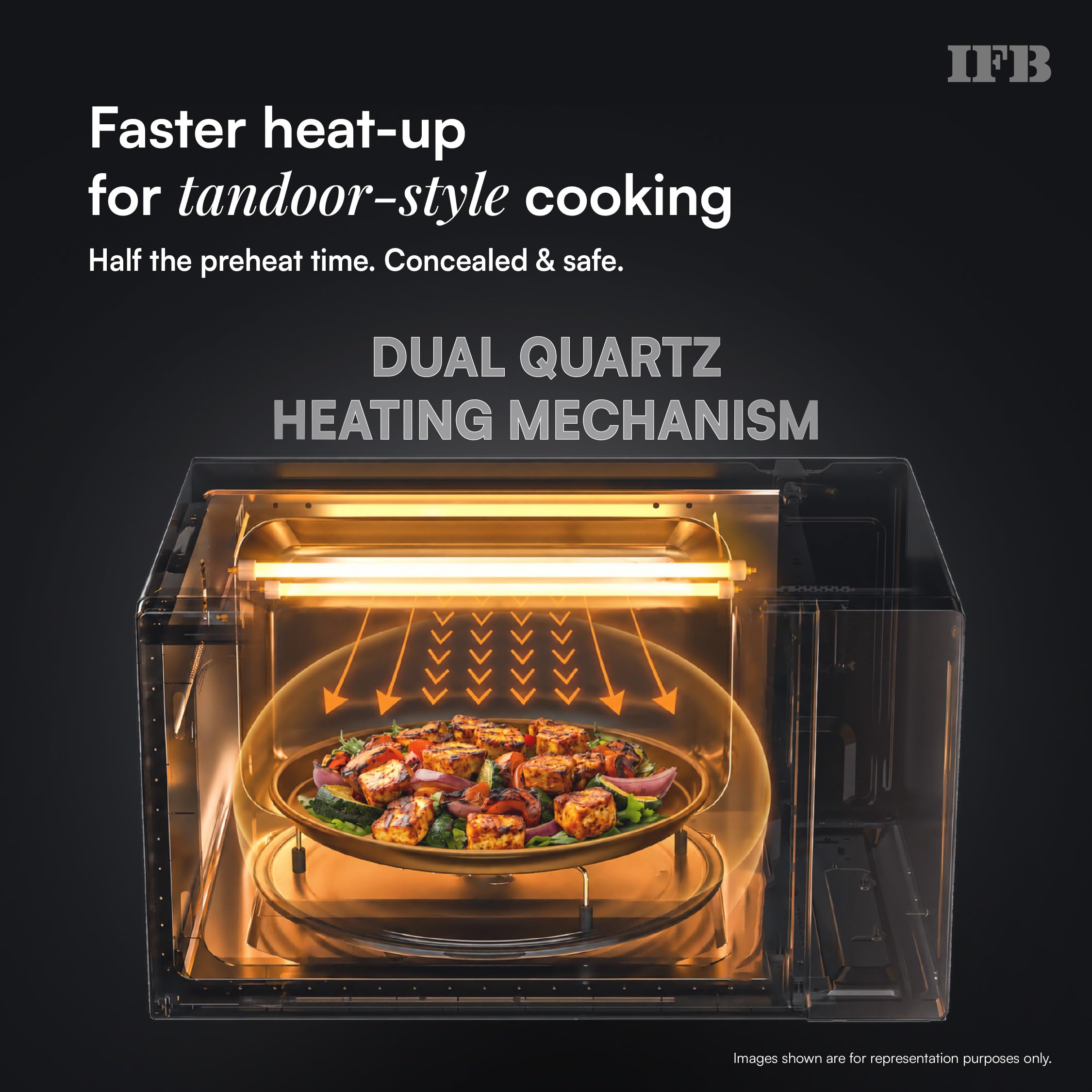 IFB 30L Convection Microwave Oven with 360 Degree Motorized Rotisserie 101 Auto Cook Menus (30BRC2, Black, Auto Defrost, Grill Mode, Combi-Cook Modes, 10 Power Levels) — Amazon image 6