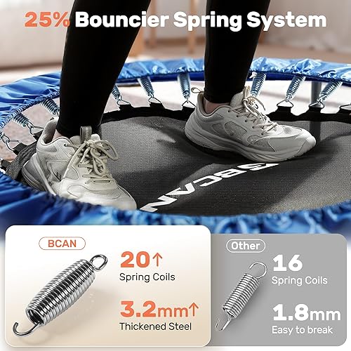 Miniatura 13 de BCAN Mini trampolín plegable de 40/48 pulgadas, carga máxima de 330 libras/440 libras, rebote de fitness con mango de espuma ajustable, trampolín