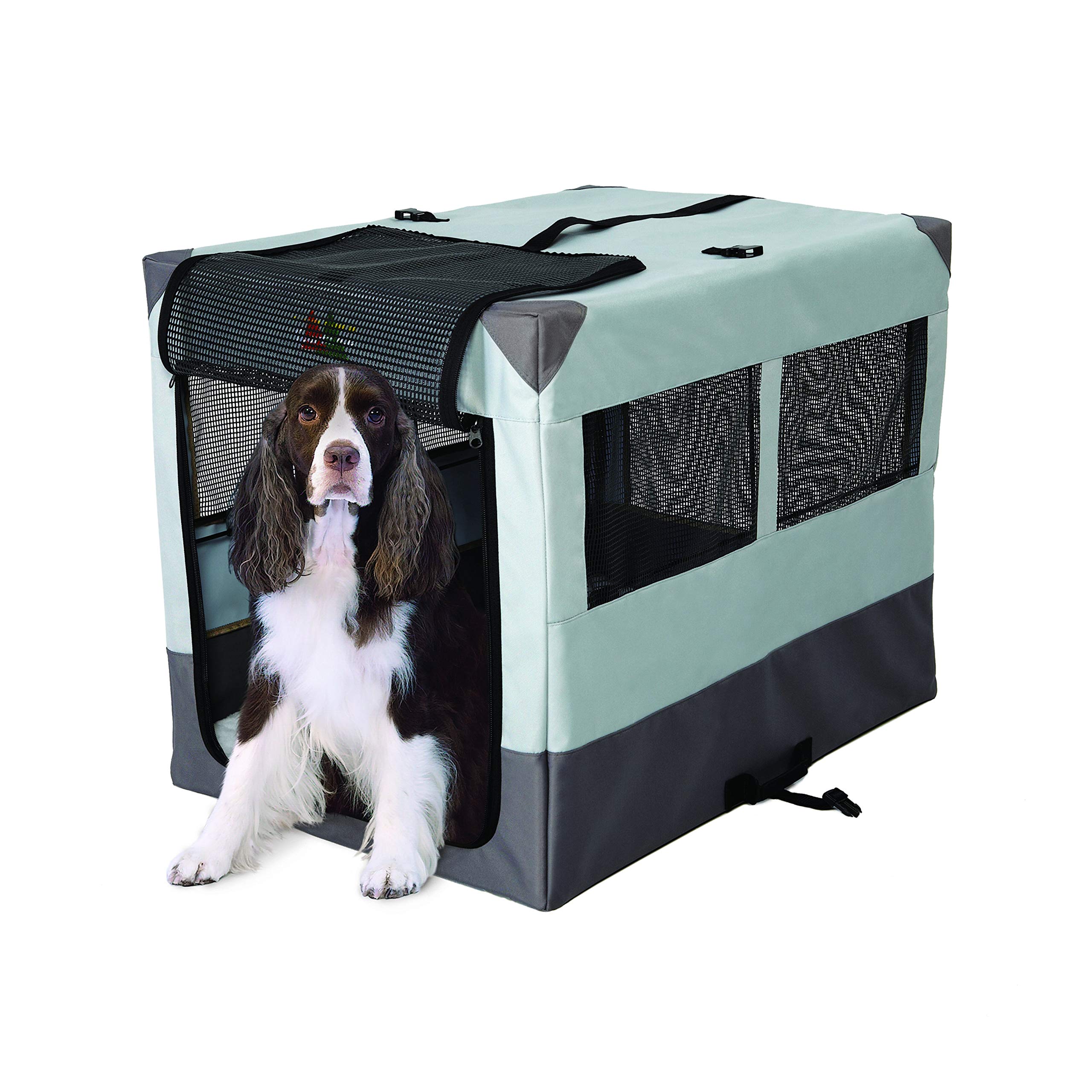 MidWest Homes for Pets Canine Camper Sportable, 36-inch Portable Tent Crate for Dogs, Soft-Sided, Folding Frame, Mesh Windows, Zip Door,