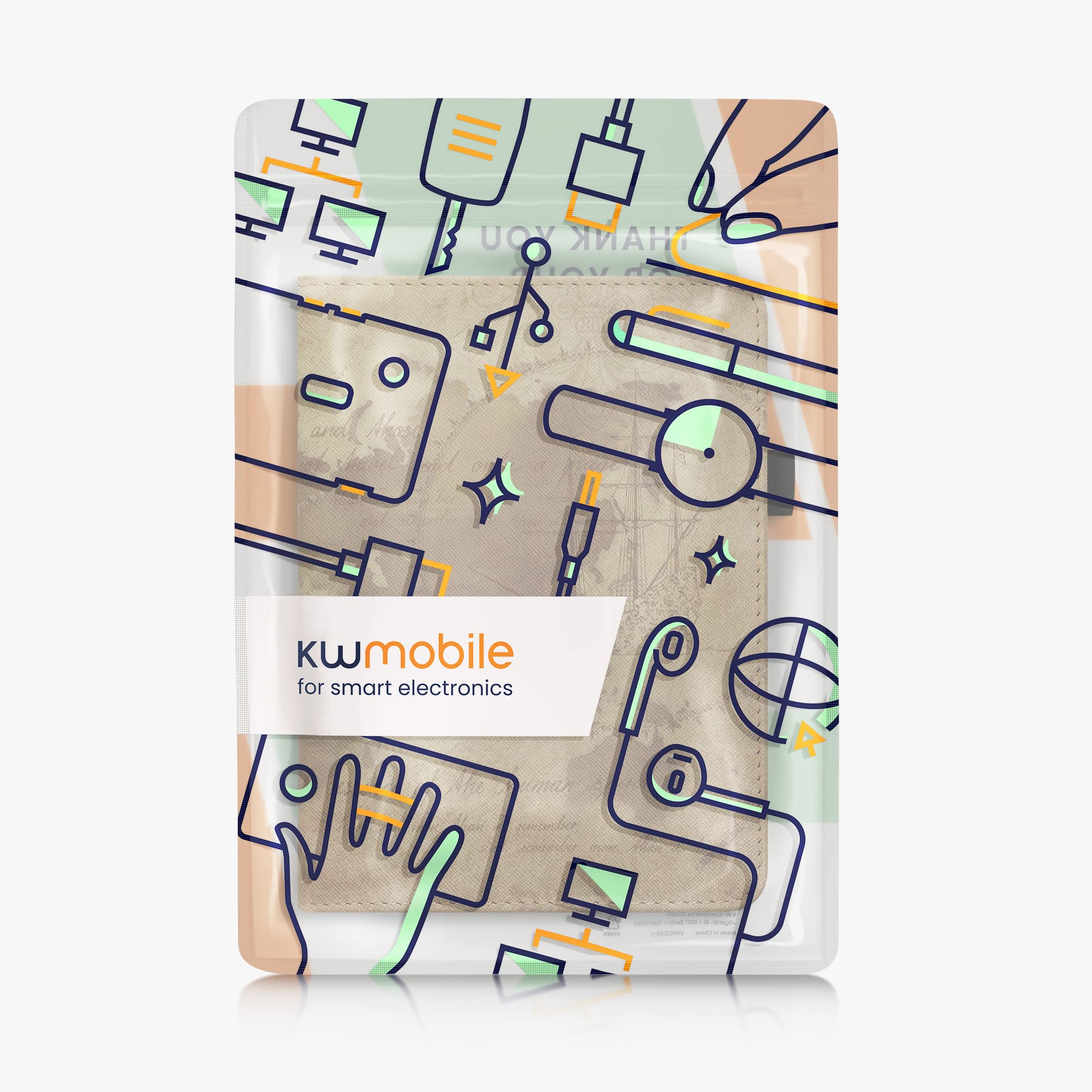 Kwmobile Etui kompatybilne z Amazon Kindle Paperwhite 11. generacji (2021) - Etui ze skóry PU, zamknięcie magnetyczne, stojak, pas, przegródka na karty, podróżny vintage brązowy/jasnobrązowy