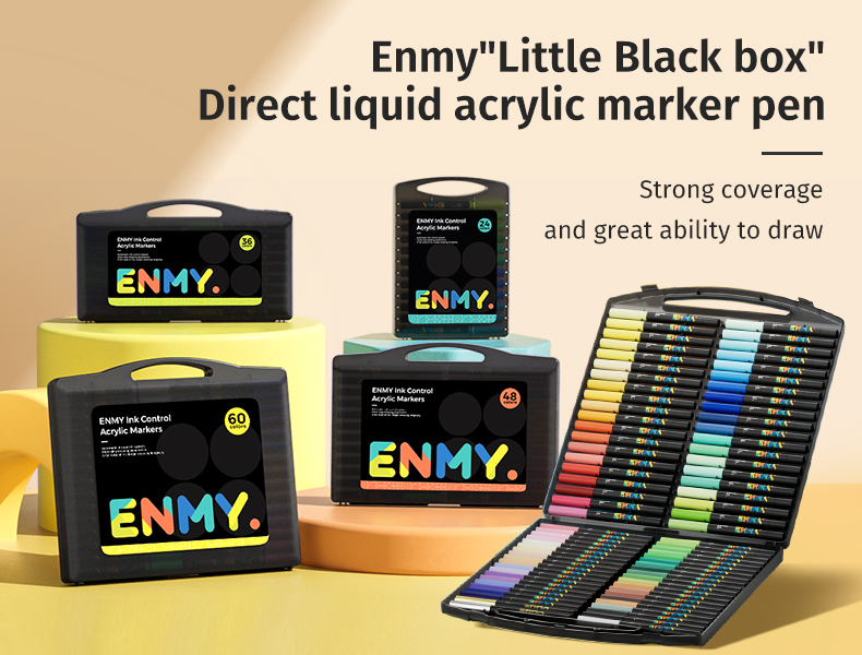クリーミー　ペイン ENMY 80 Colors Direct Liquid Acrylic Paint Markers, Brush Tip,For