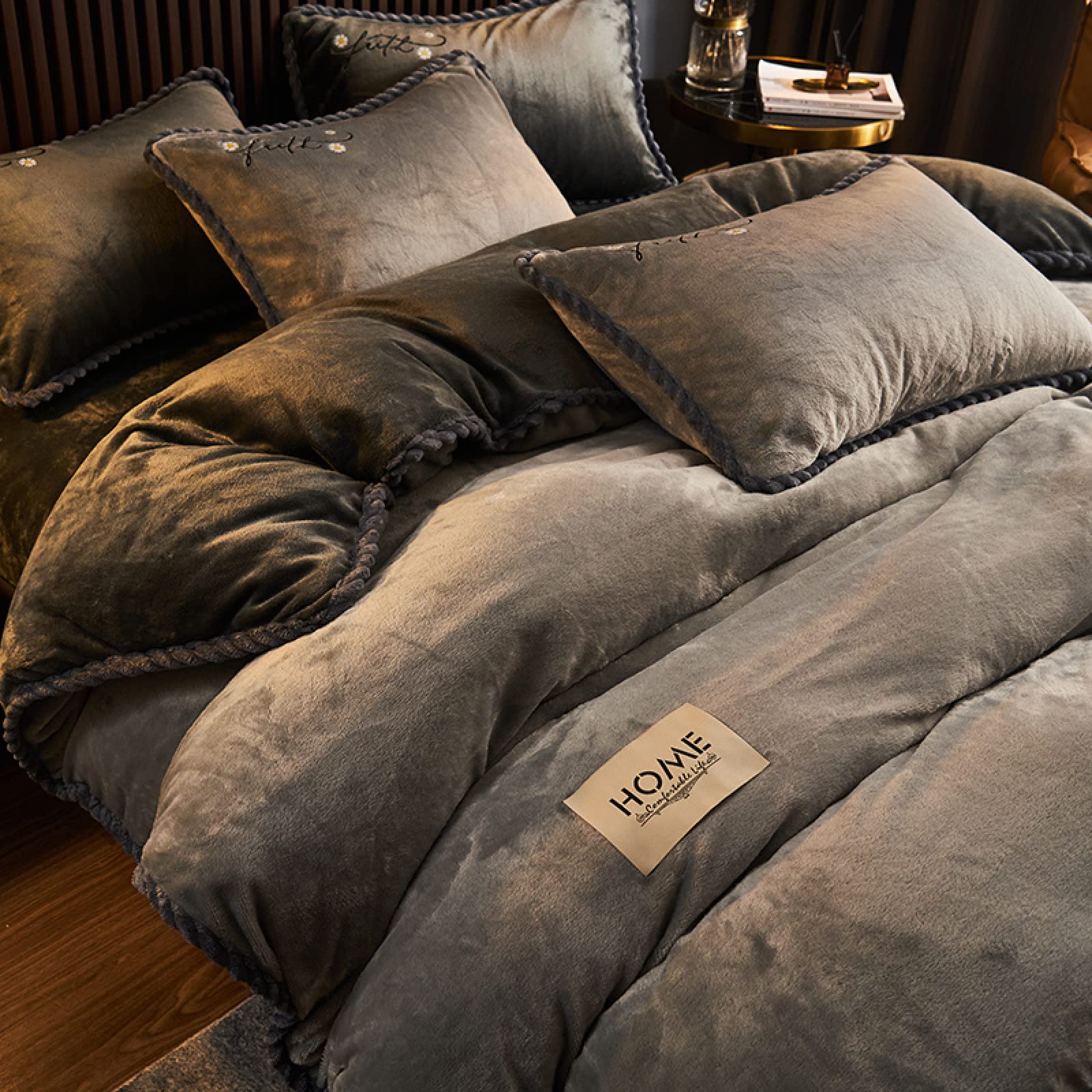 Amazon｜フランネル布団カバー キングサイズ,冬の高級ジャガード刺繍