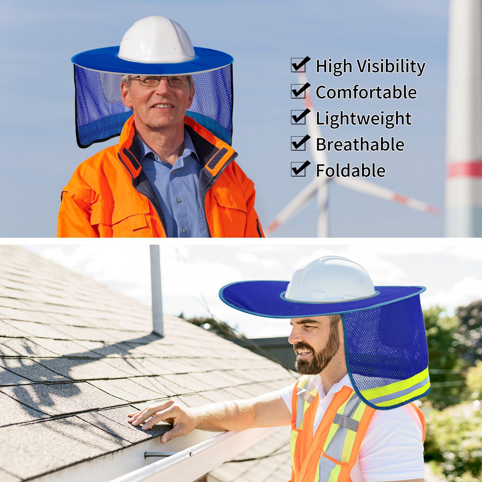 9 parasoles de alta visibilidad para casco duro, visera de sombrero duro, cubierta de ala dura, cubierta de cuello con tira reflectante, accesorios para hombres y mujeres, casco duro no incluido