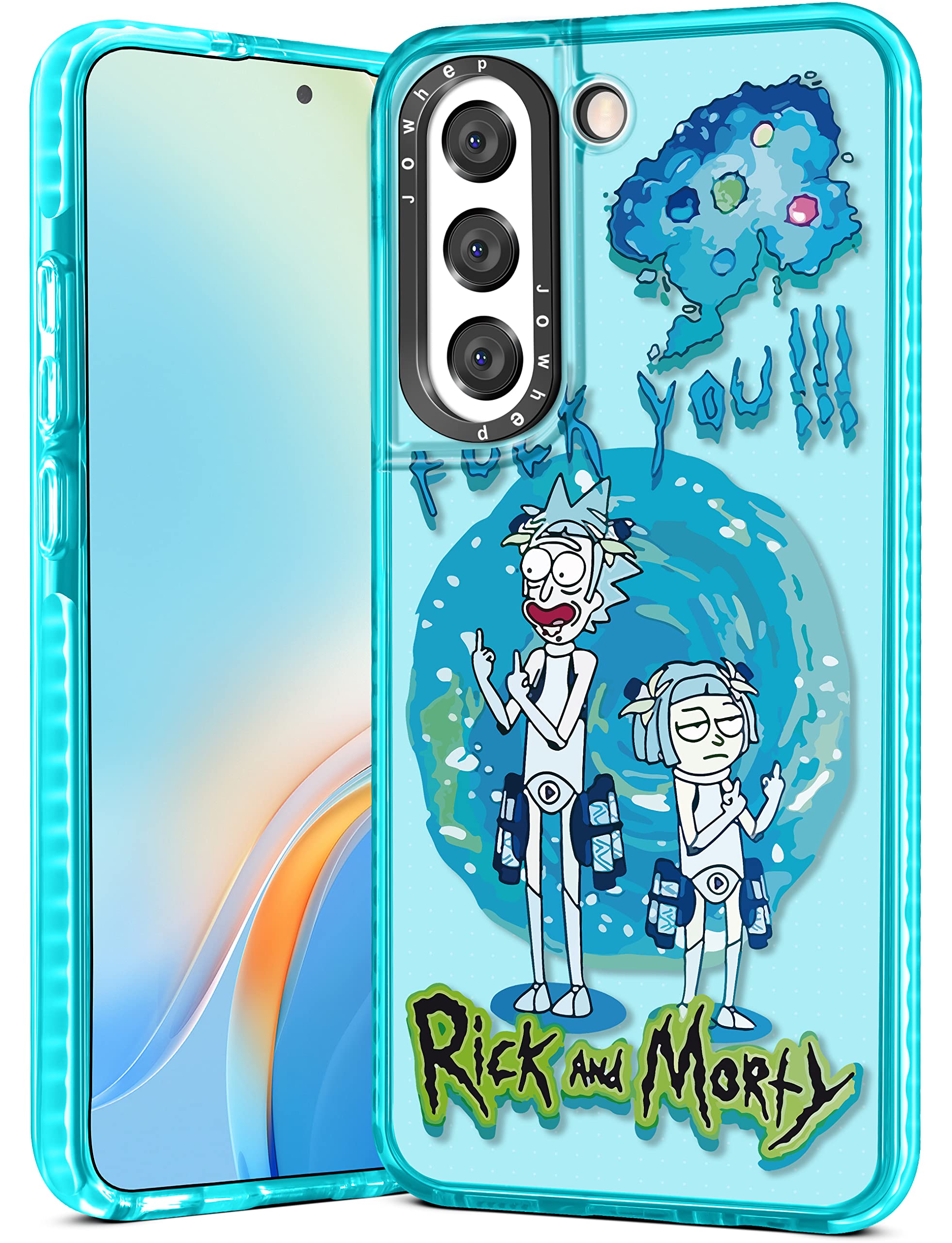 Jowhep Rick Mort for Samsung Galaxy S22 5G Case Cute Cartoon Character Girly for Girls Kids Boys Phone Cases Cover Fun Design Cool Shockproof Soft TPU Protective Case for Samsung Galaxy S22 5G