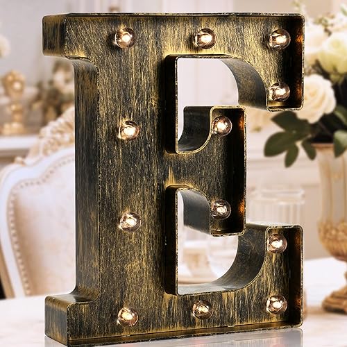 Miniatura 18 de Oycbuzo - Cartel de letras con luces LED doradas y negras, estilo industrial y clásico, para decoración de cafeterías, bodas, fiestas de cumpleaños,