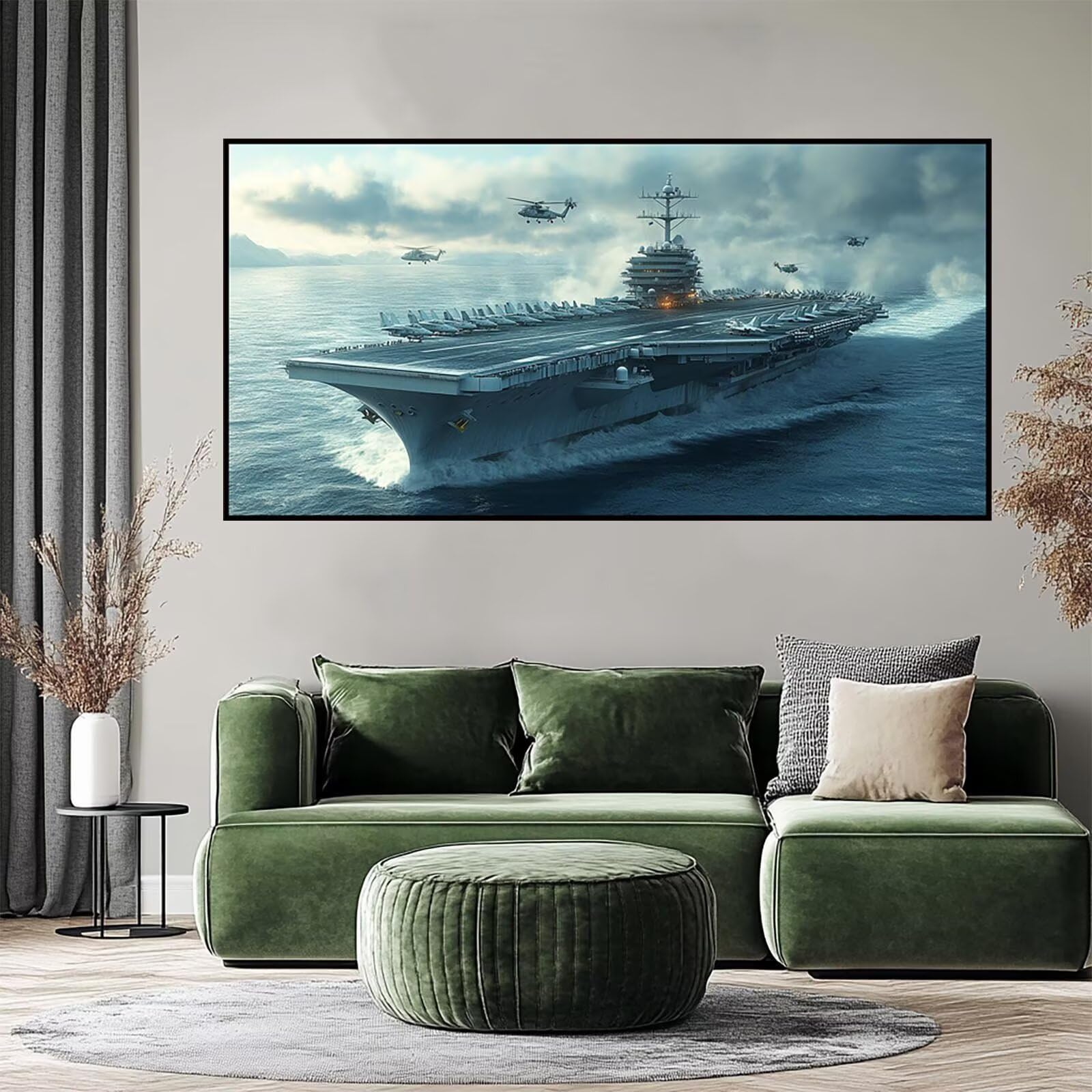 Lotniskowiec diamentowy obraz dla dorosłych 120x60 cm, 5D DIY diamentowe malowanie samolot, zestaw do rysowania diamentowego ściegu krzyżykowego dla dorosłych, diamentowe malowanie do dekoracji ścian