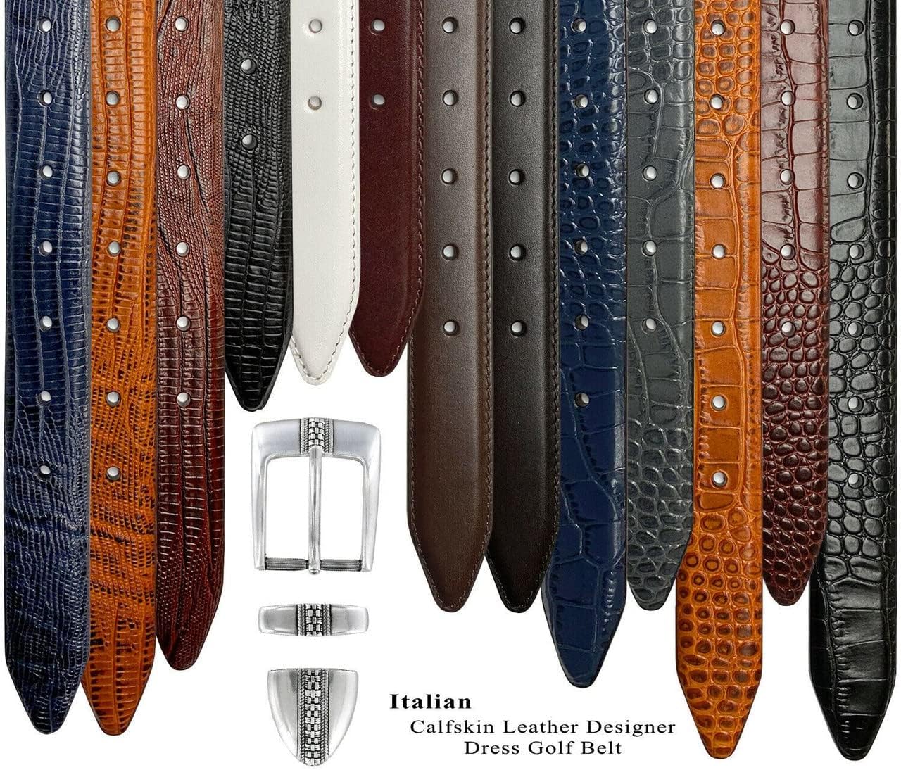 S5825 Genuine Full-Grain Cowhide Leather Designer Golf Dress Belt 1-1/8"(30mm) Wide - Image 5