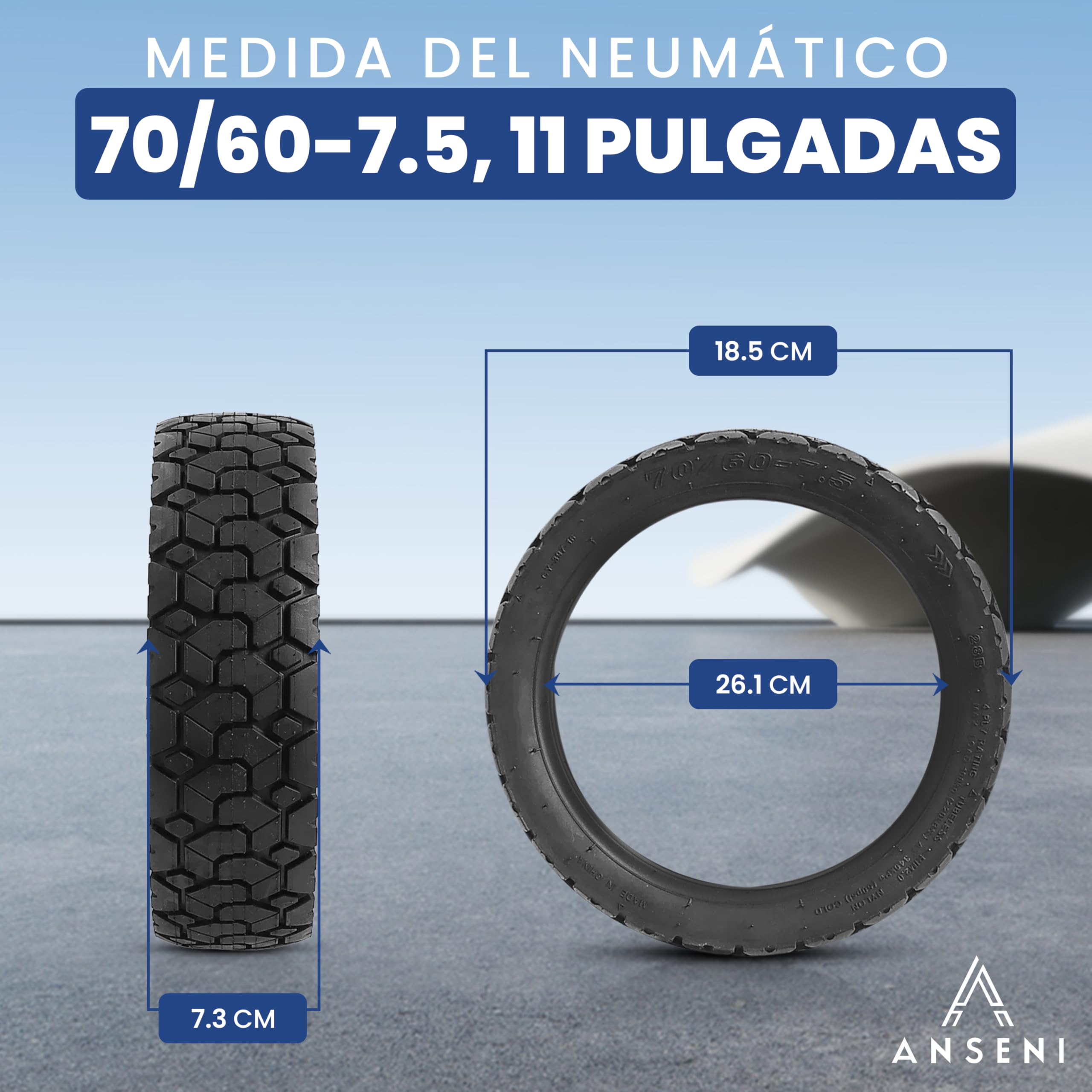 ANSENI Ruota copertura 70/60-7.5, pneumatico 11 pollici compatibile con monopattino elettrico Segway Ninebot ZT3 / ZT3 PRO / ZT3 PROE (1 ruota)