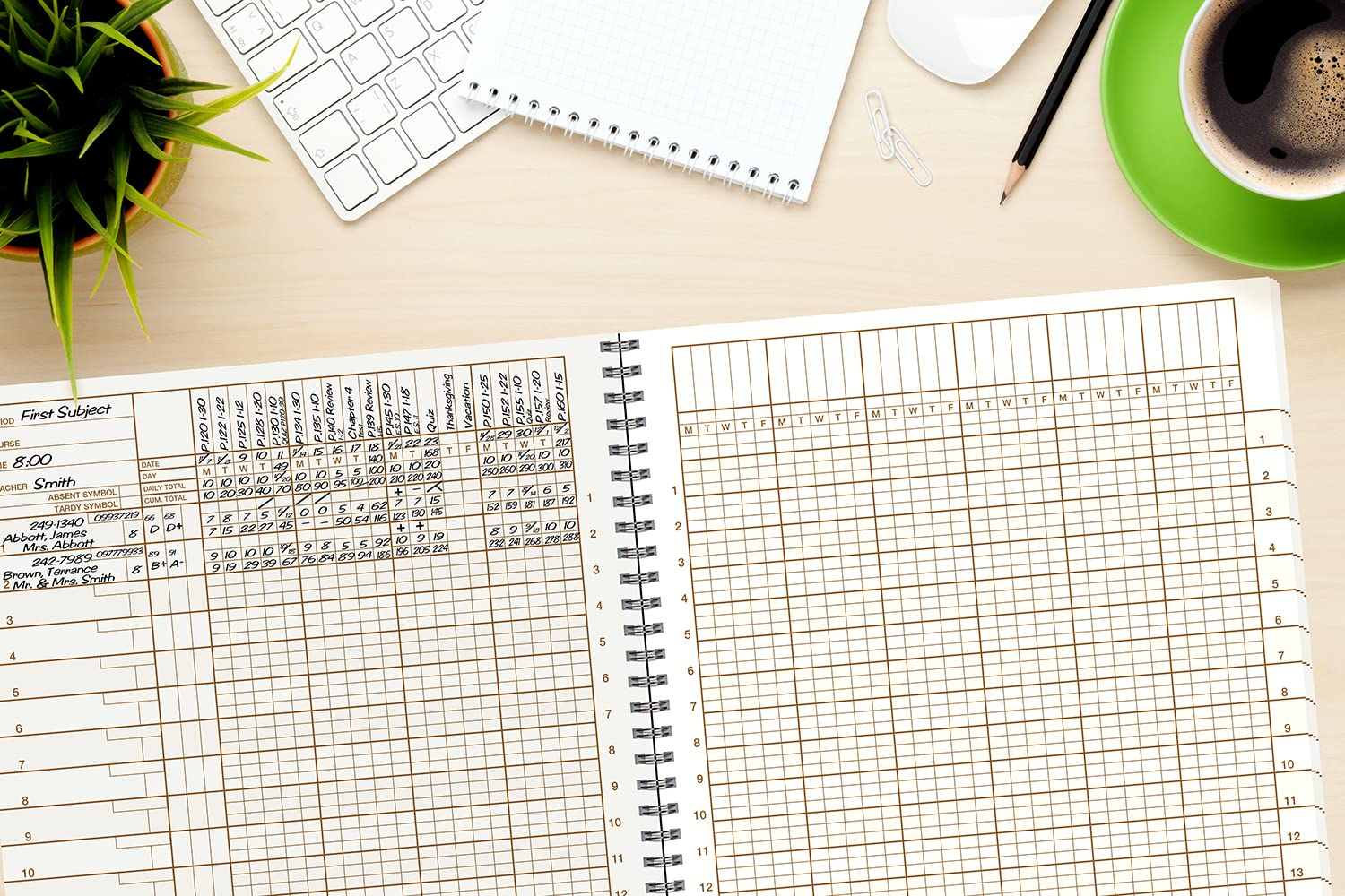 Whaley Gradebook (9 x 12 inches) 3-Line Grade Record Book, Four 10-Week Sessions (9GB-049) - Image 8