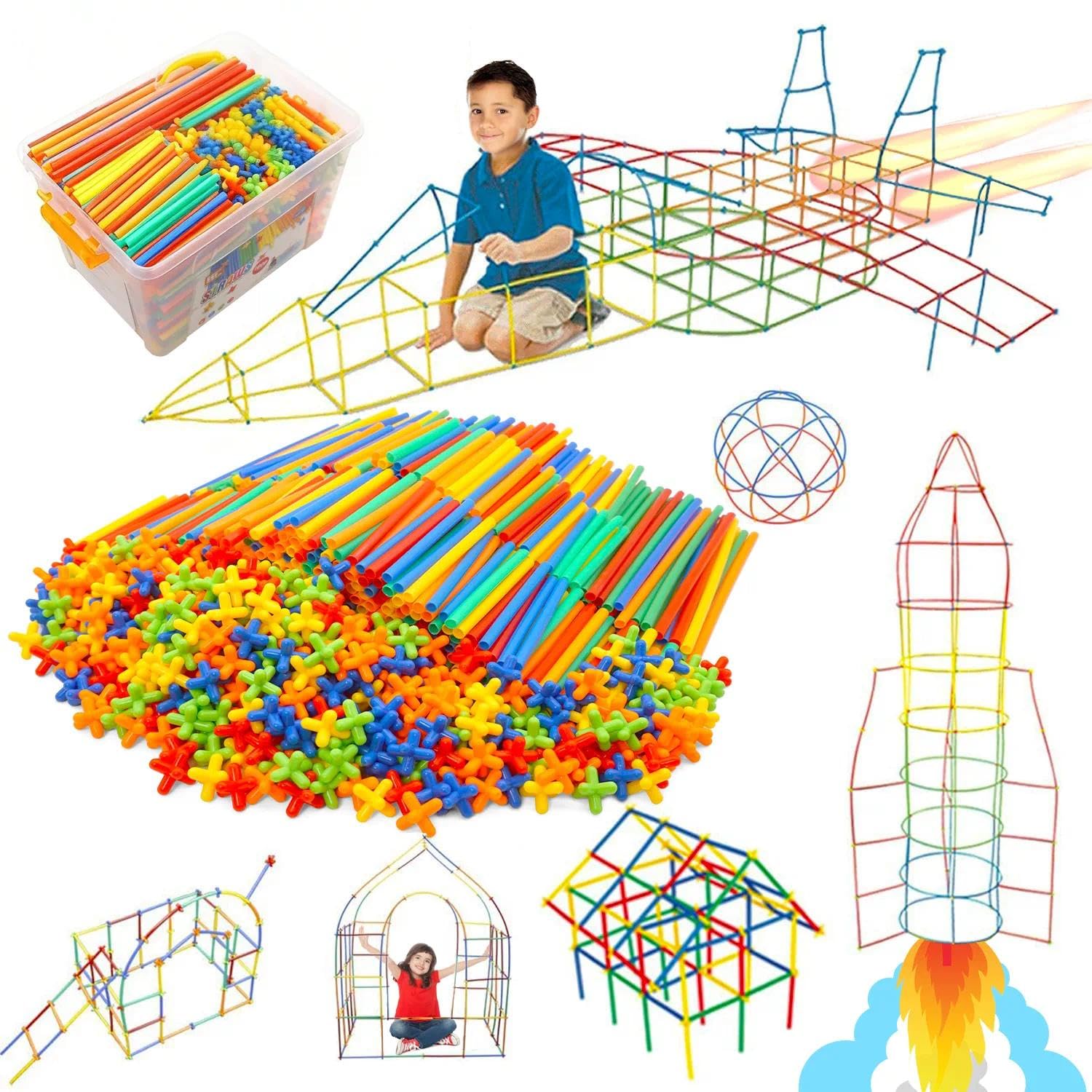TOMYOU 100 Pezzi Blocchi Di Costruzione Creativi - Giocattoli STEM Per Bambini 3+ Anni, Colorati, Per Sviluppare Fantasia E Motricità Fine - 4
