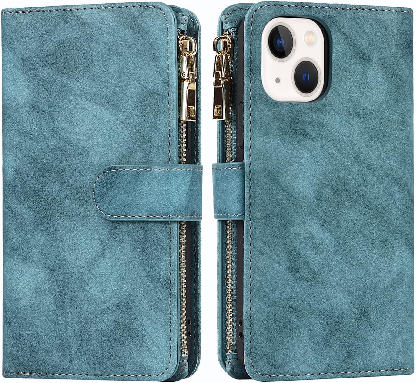Jaorty for iPhone 13/14 Phone Case Wallet for Women Men with Card Holder,for iPhone 14/13 Crossbody Case with Strap Shoulder Lanyard, Zipper Pocket PU Leather Cases,6.1 Inch Blue - Image 8