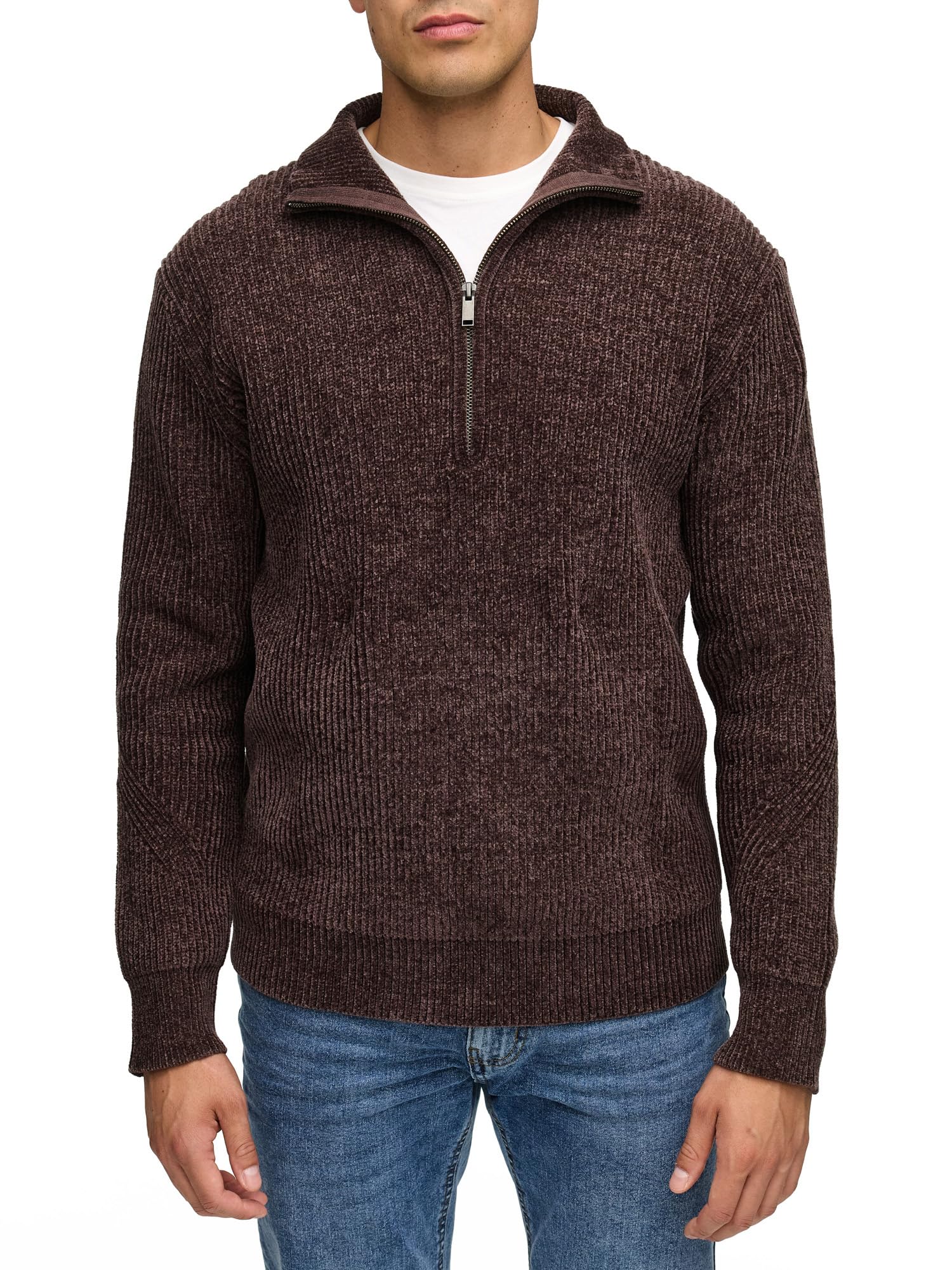 Indicode Jersey de punto grueso INHunch con cuello alto y cremallera para hombre