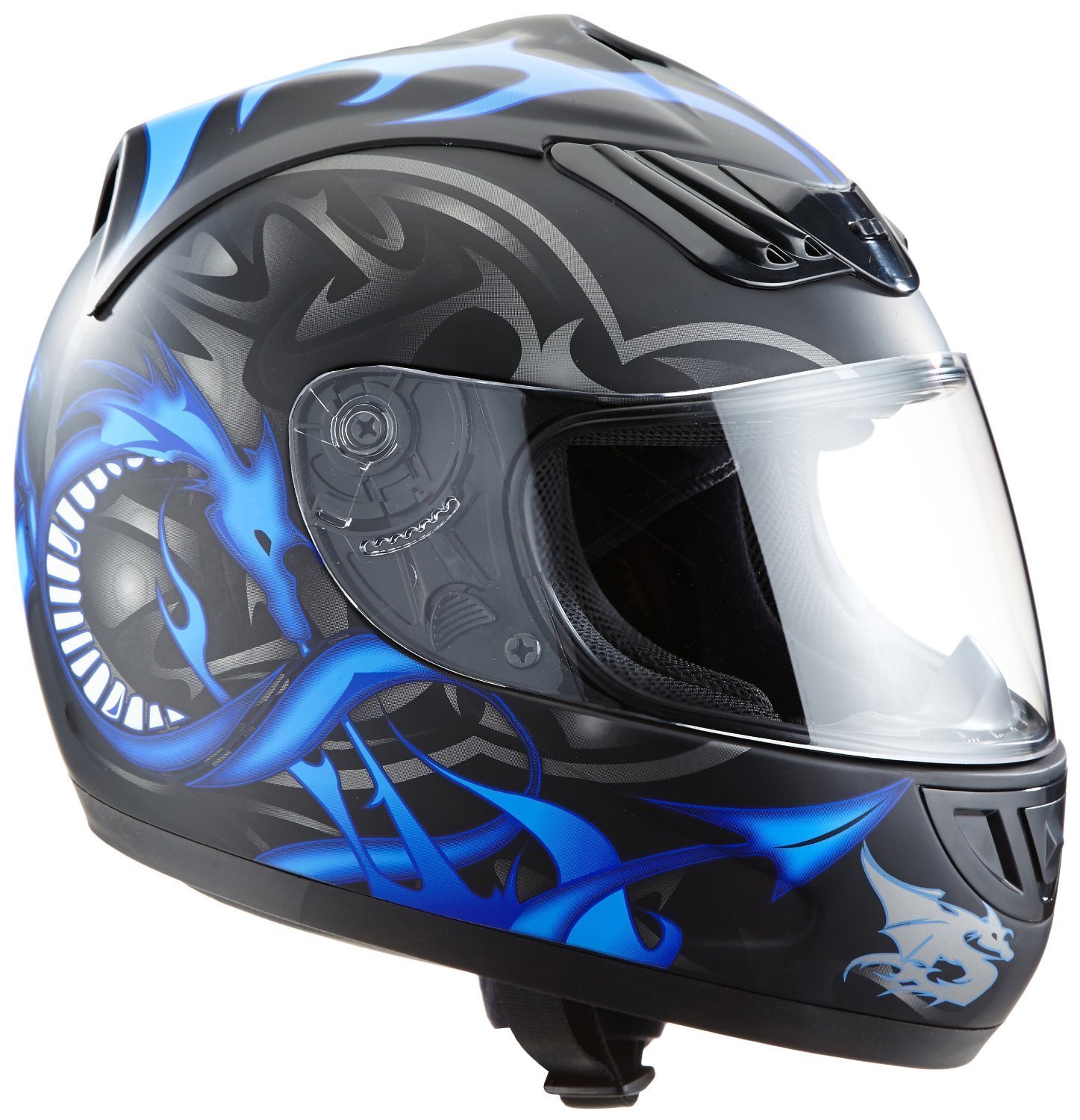 protectWEAR - Casque de moto Dragon bleu design H 510-11 - L