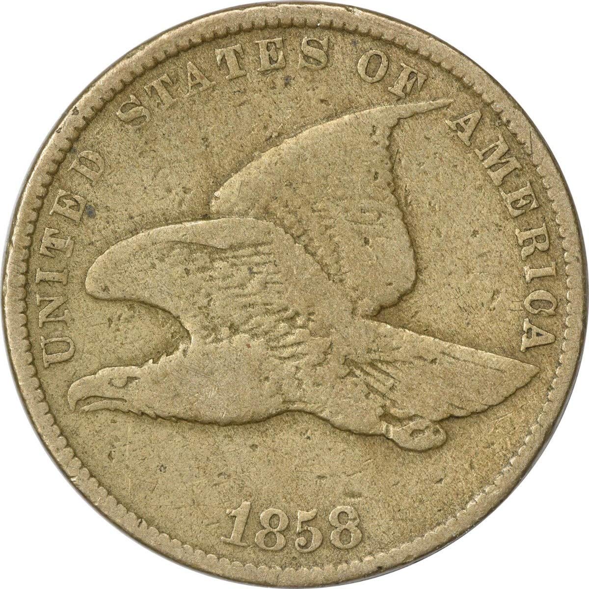 1858 Flying Eagle Cent, Small Letters, VG, Uncertified