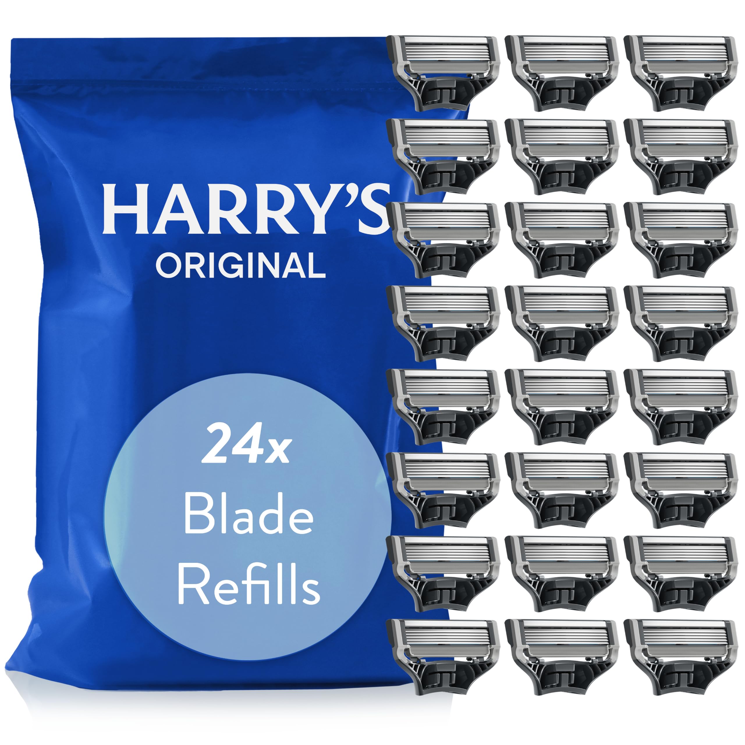 Harry's Original Razor Blades Men, Pack of 24 Razor Blade Refills with Precision Trimmer, 5 Anti-Friction Blades, Compatible with 'Harry's Original' Razors for Men