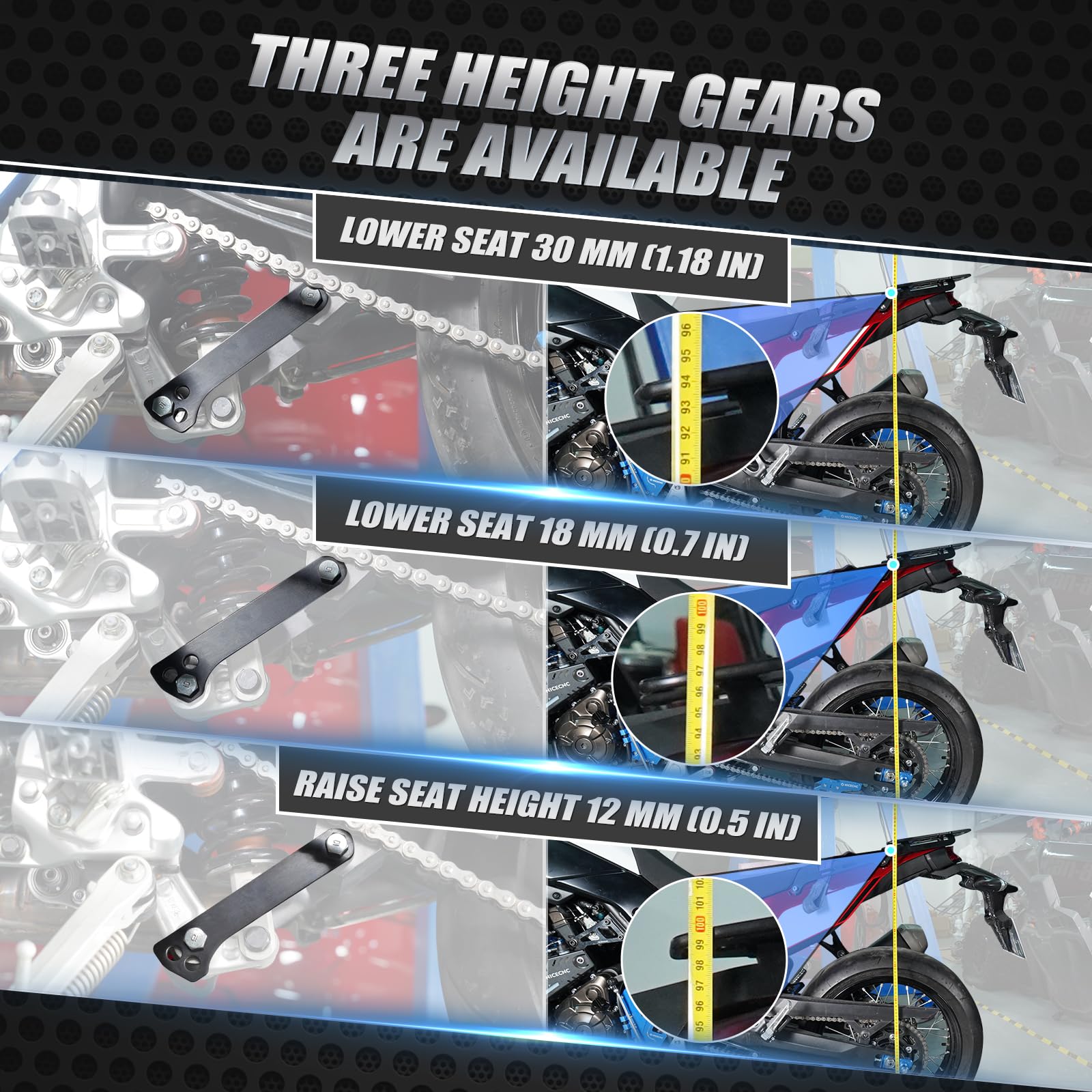 NICECNC Aufhängung Tieferlegung Hebeglieder Compatible with Tenere 700 /XTZ700 2019-2024, Tenere 700 Rally Edition 2020-2024, Höhenverstellbar