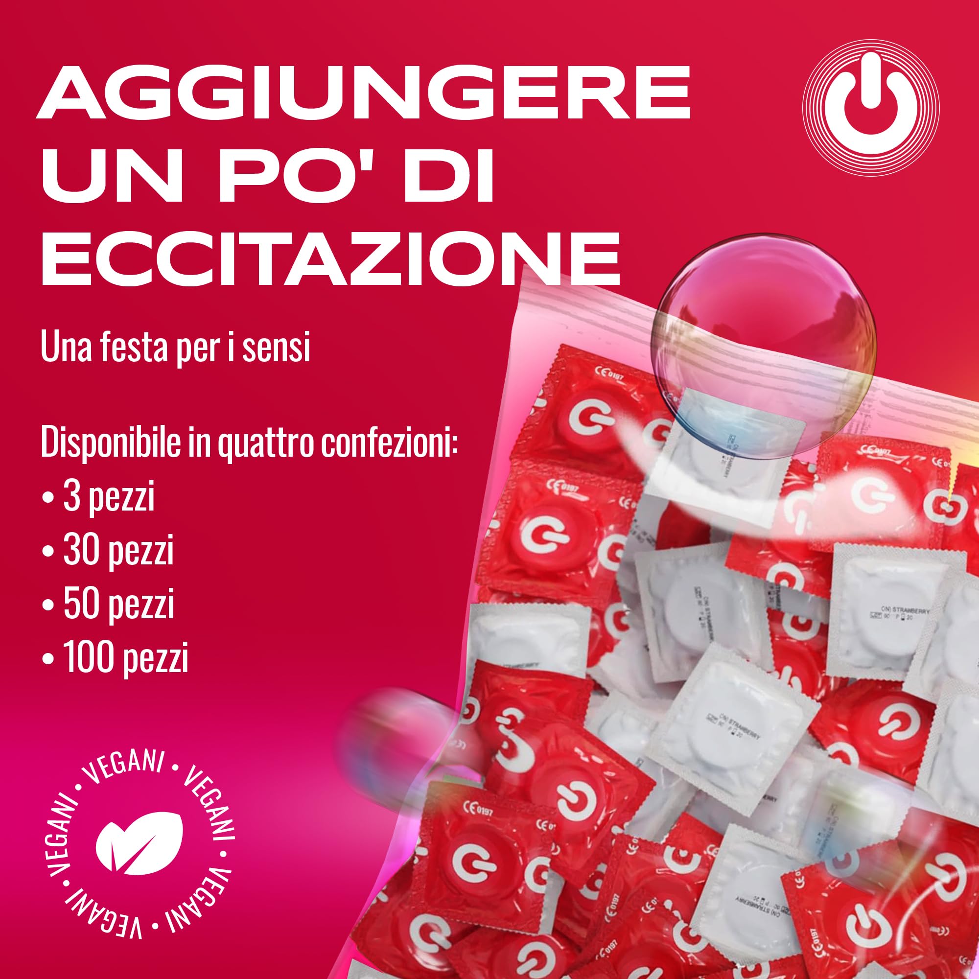 ON) Preservativi Super Sottili | 54 mm di larghezza | Pacco da 100 pezzi | premium ultra sottili | Spessore parete extra sottile 0,055 mm | per Uomini