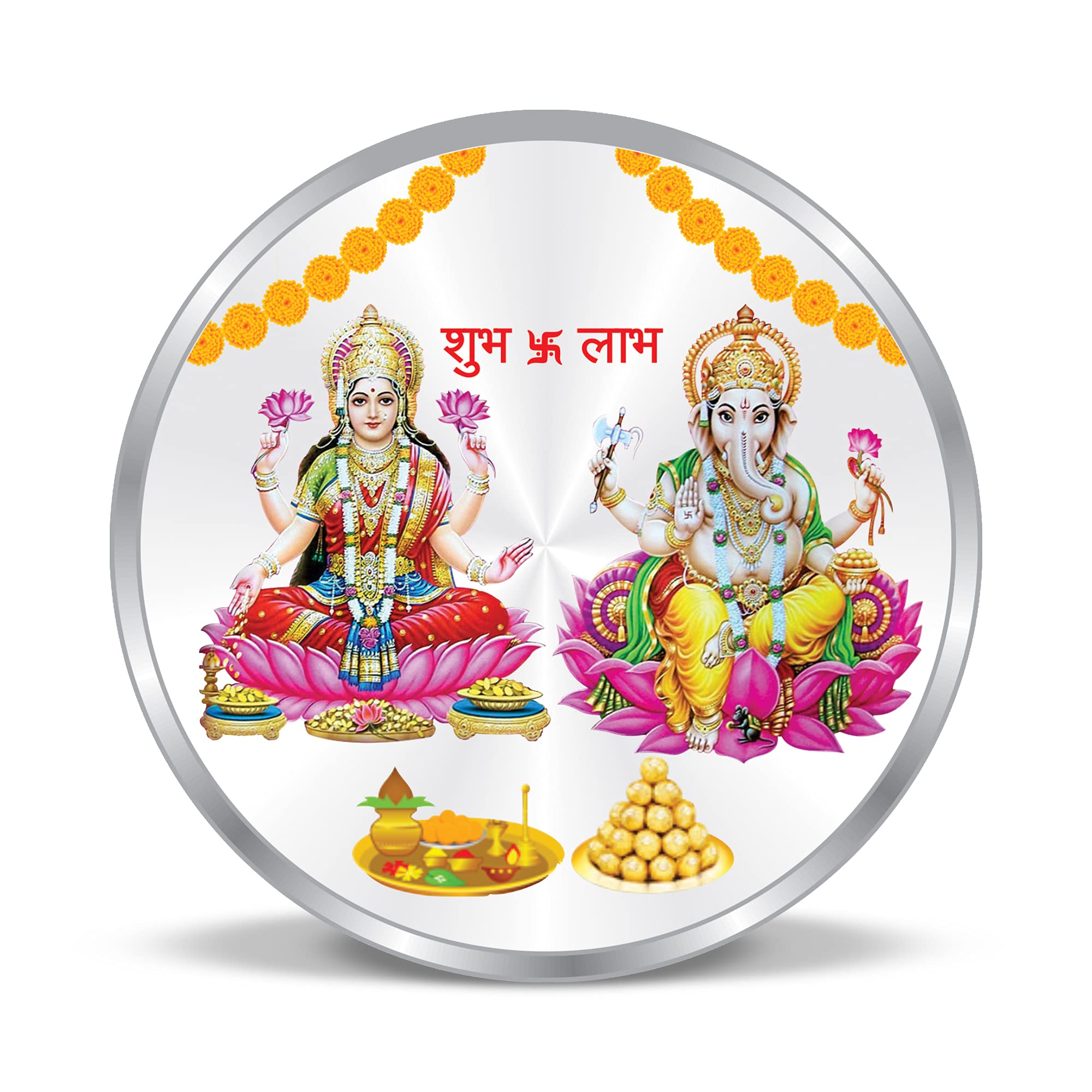 Amazon Brand - Nora Nico Maa Laxmi and Ganesh Ji 999 Pure Silver BIS Hallmarked Coin