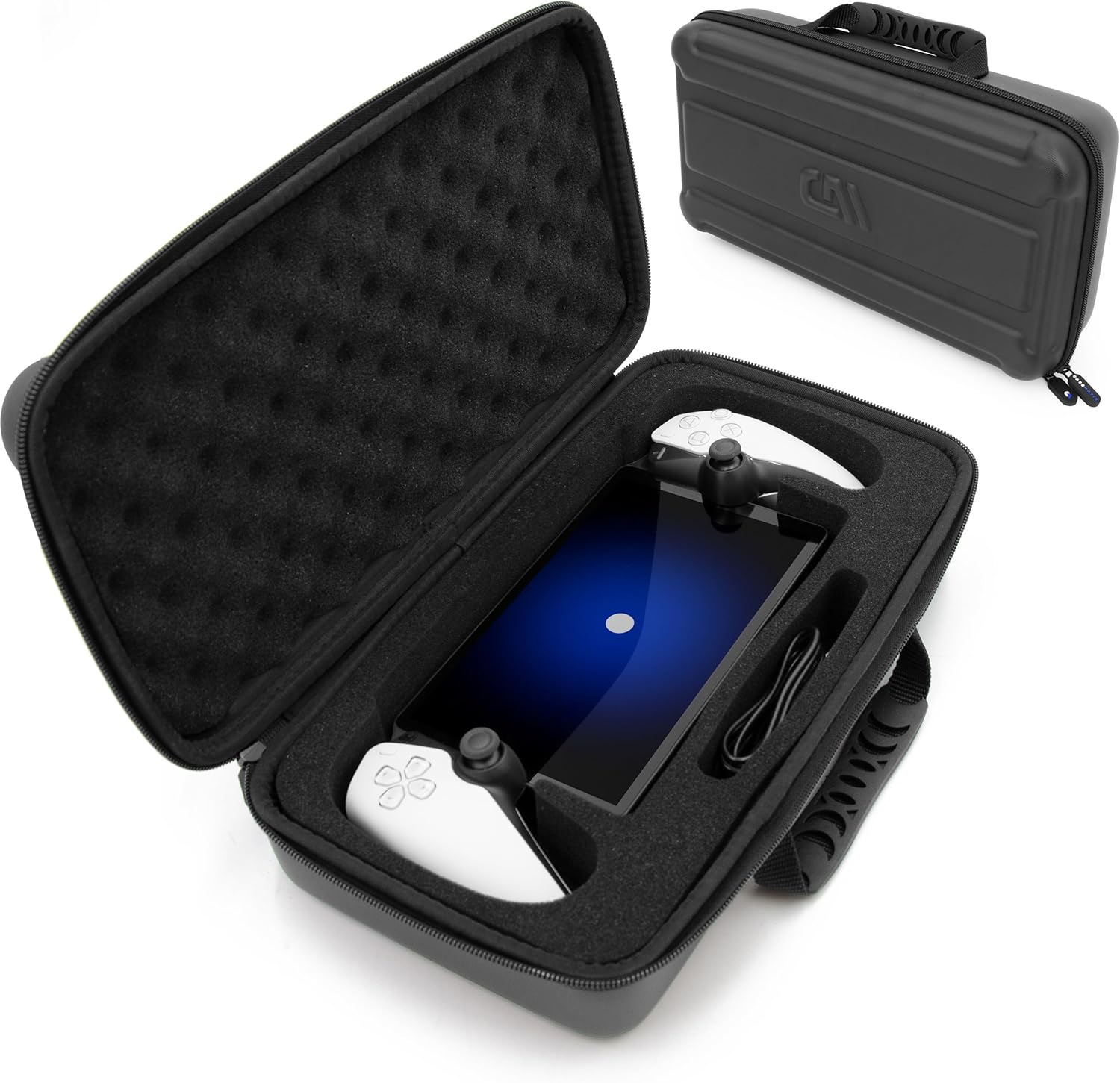 CASEMATIX Rugged Travel Case Compatible with PlayStation Portal – Hard Shell Carry Case with Precision-Cut Foam Interior Fits Portable Handheld and Charger Cable, Case Only