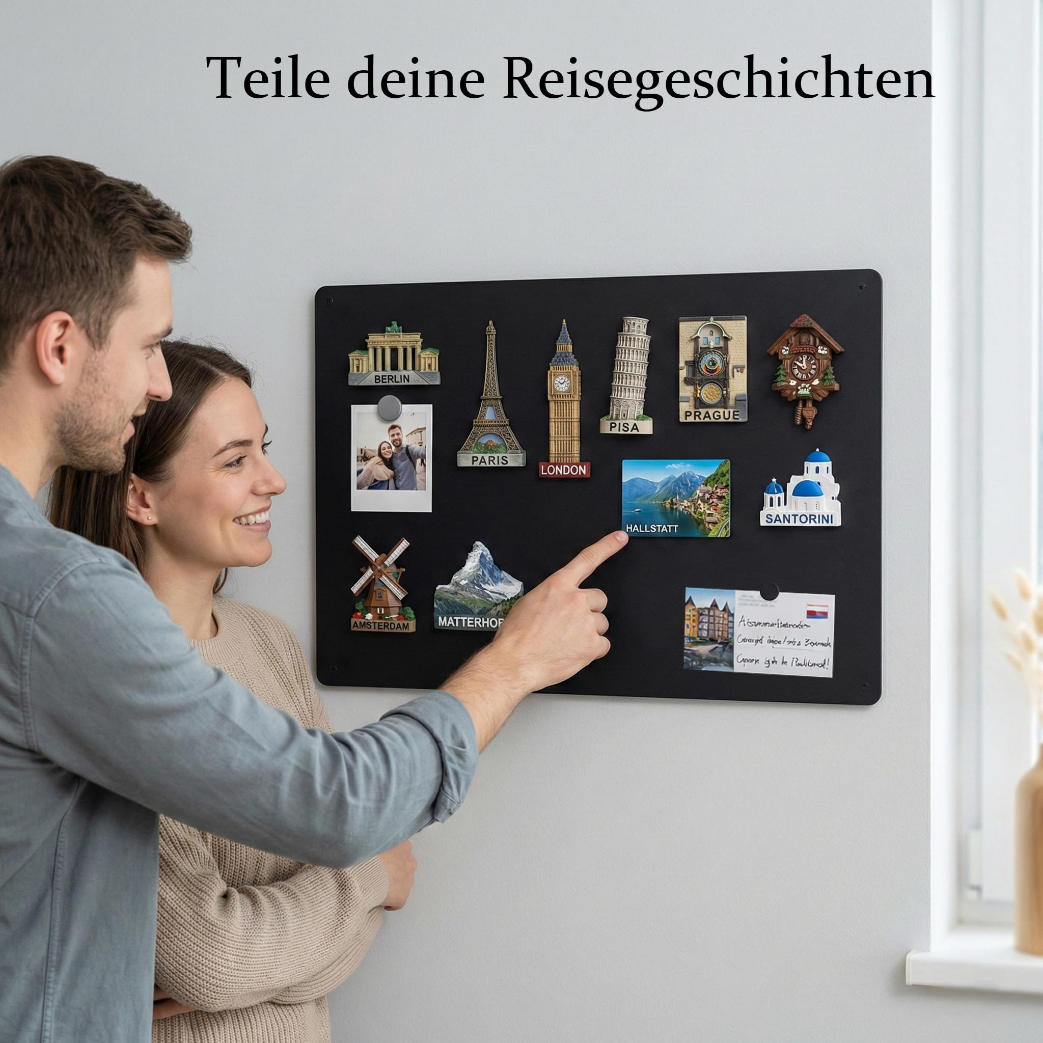 Magnettafel Schwarz 30x50 cm – matte Metall Magnetwand für Reisemagnete & Souvenir-Magnete | Küche & Flur