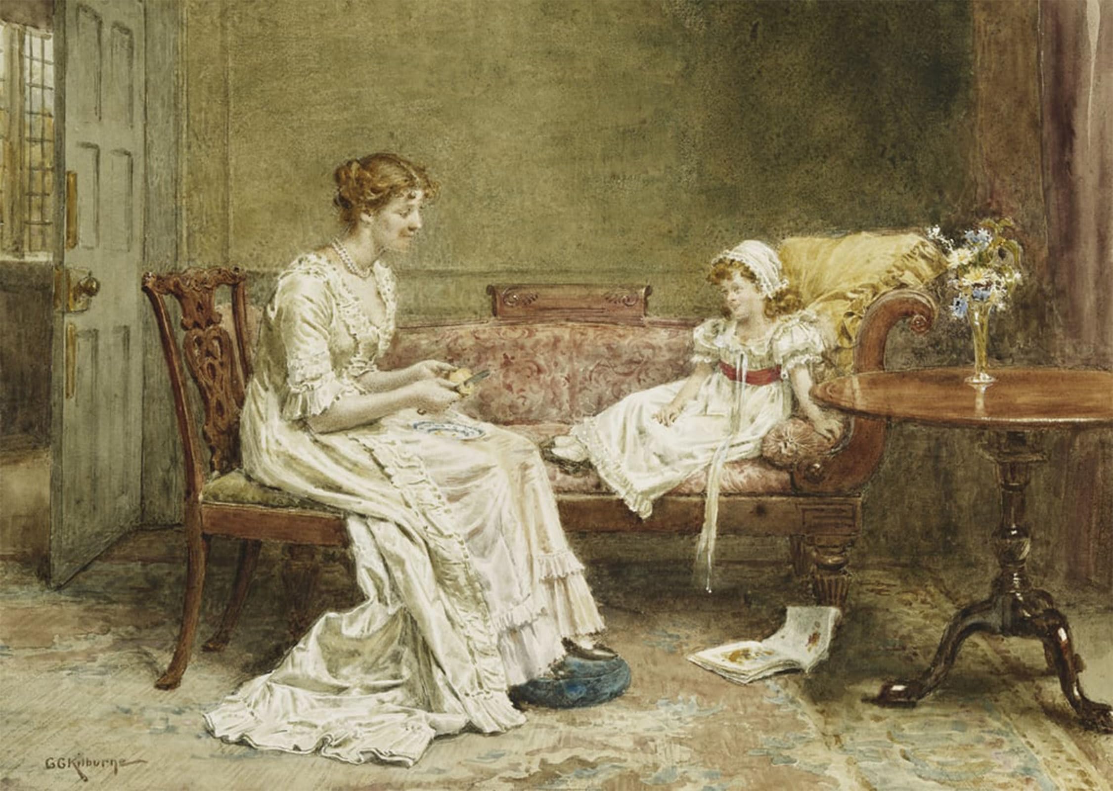 RZHRHJES Famous Painting Poster Art Canvas Print Retro Picture Malade Imaginaire by George Goodwin Kilburne Poster Wall Art for Home Decor 60x90cm