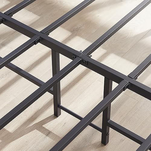 Miniatura 15 de VECELO Marco de cama de plataforma de metal de 14 pulgadas, base de colchón, no necesita somier, soporte de listones de acero (tamaño matrimonial)