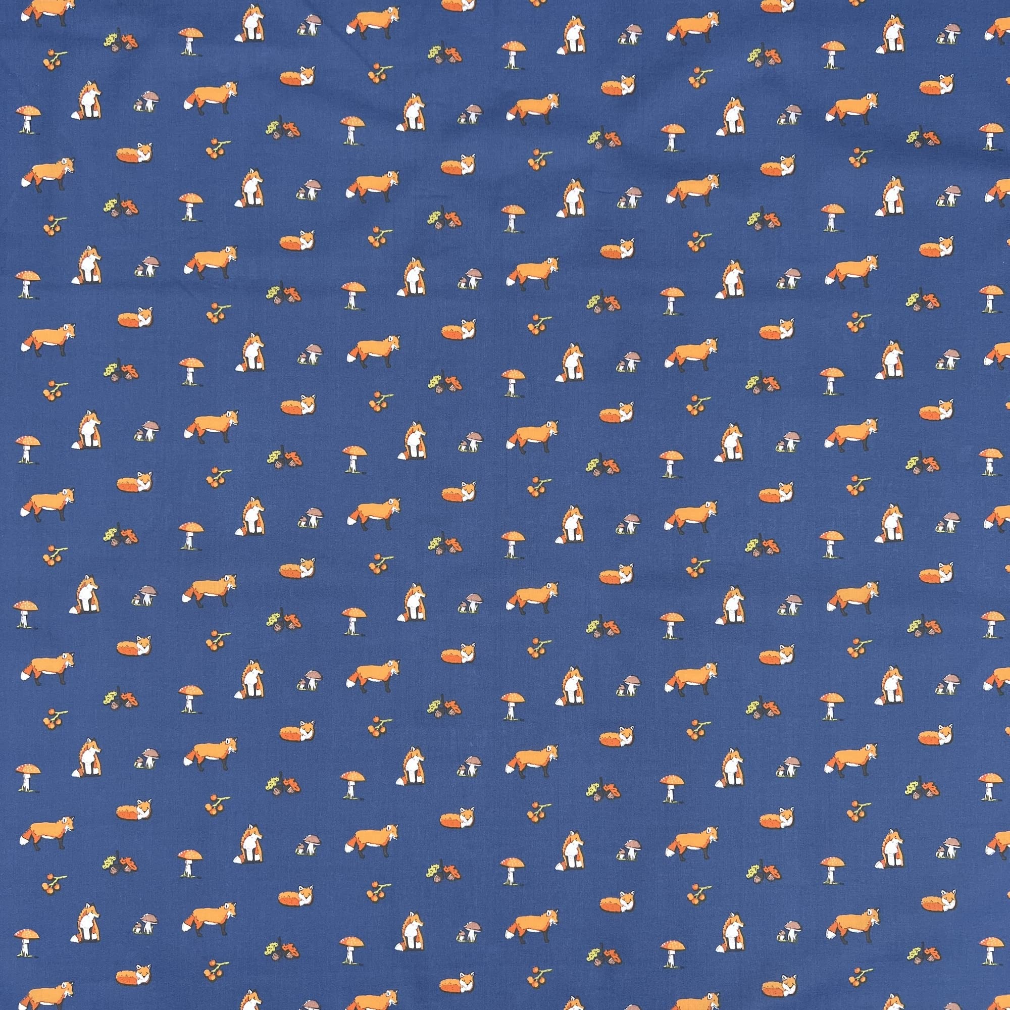Discover Lifestyle & Fashion Fabrics Navy Blue Printed Polycoton Poly Cotton Foxes Outdoor Design Novelty Children's Kids Dress Craft Bunting Fancy Dress Sewing Fabric Material | 45" - 112 Cm Wide (Per Metre, )