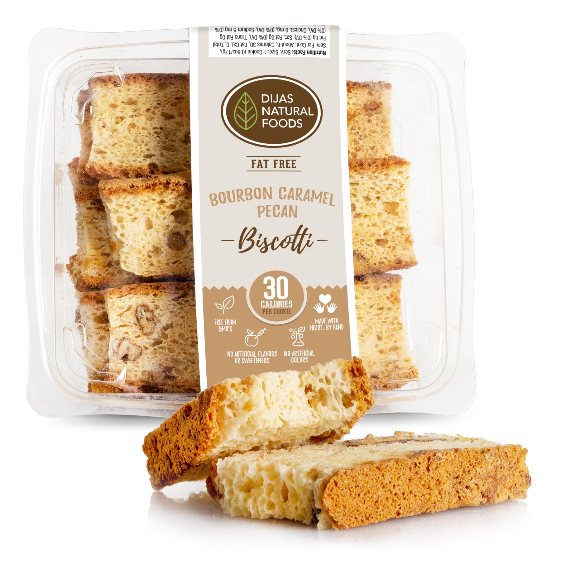 DIJAS Natural Foods, Crunchy Fat Free Biscotti Cookie, All Natural Preservative Free Ingredients, Delicious Low Calorie Snack (5 Ounces, Bourbon