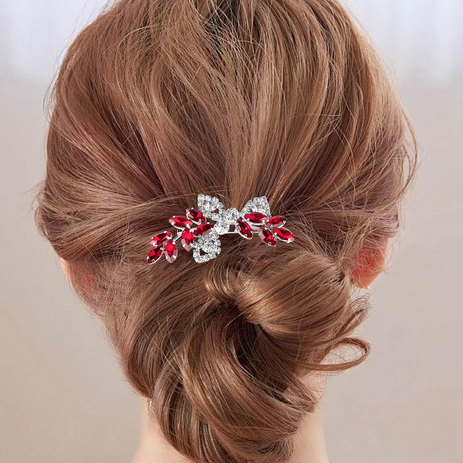 Amazon | TOCCOOL ルビークリスタルヘアピン - 輝くクリスタルが付いた