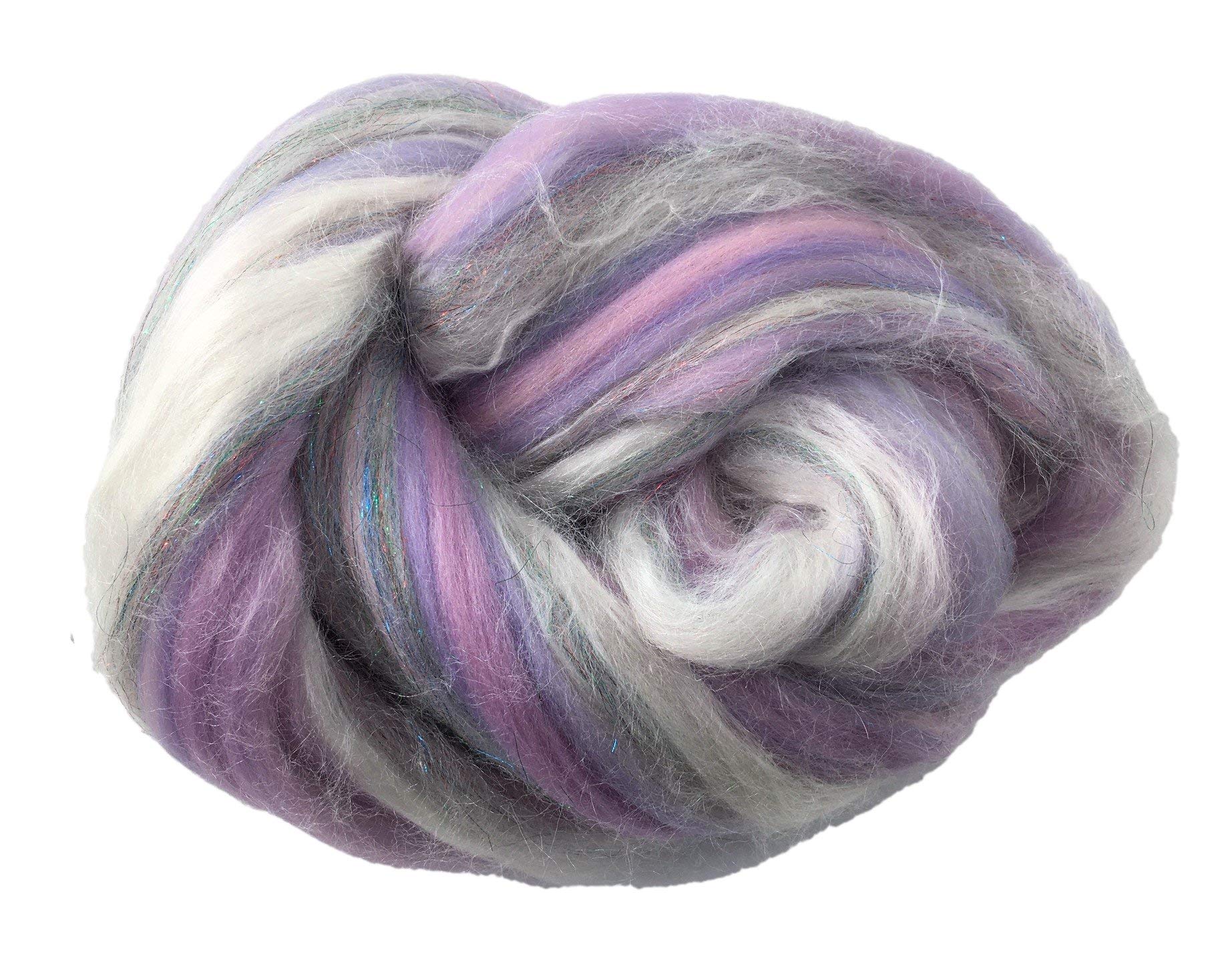 Shimmer Pastel Lilac - Merino Wool/Silk/Trilobal Mix for Needle Felting, Wet Felting & Spinning
