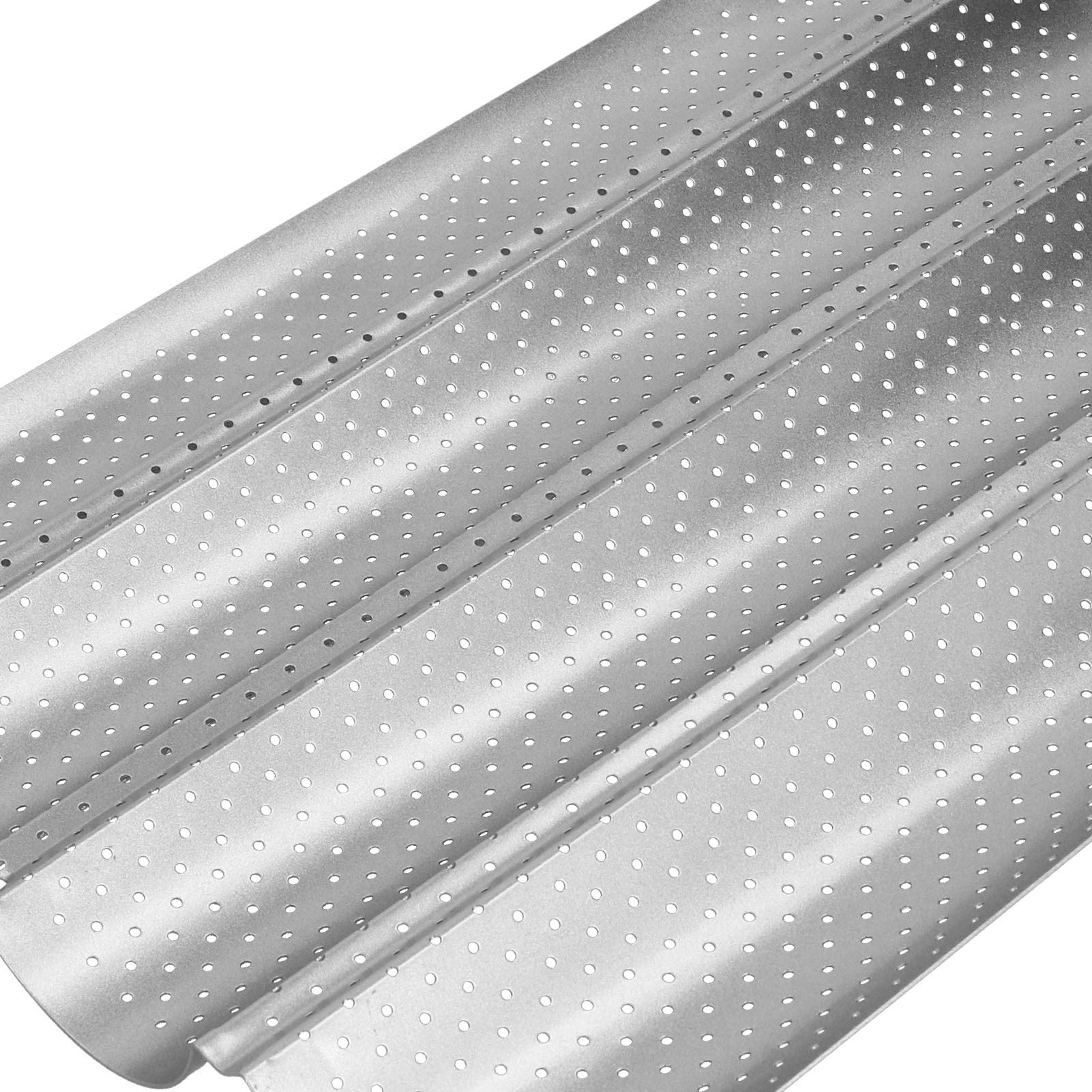 Perforated Baguette Pans, Stainless Steel Baking Tray for French Baguettes Bread Italian Bread Kitchen Accessories(4-Row)