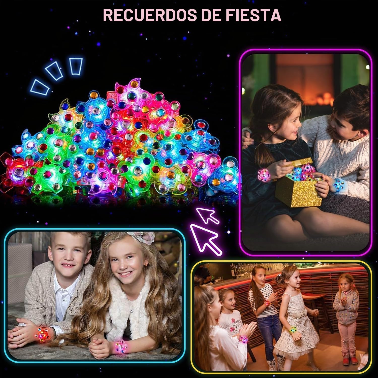 12 Pulseras LED Con Luz Giratoria Para Niños – Brillan En La Oscuridad, 3 Modos De Flash, Ideales Para Fiestas Y Bolsas De Regalo