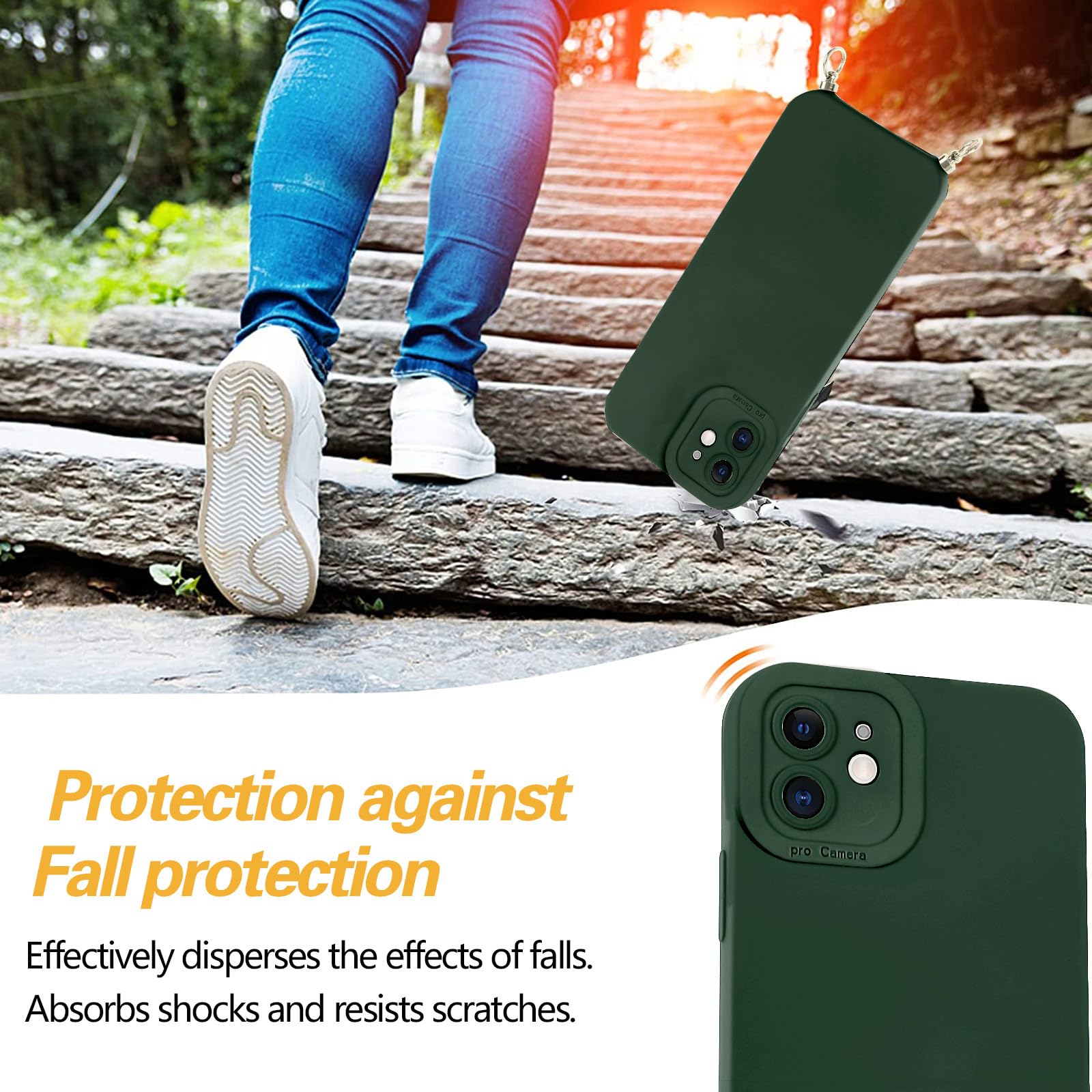 Vauki Cover Per IPhone 11 Con Cordino Tracolla - Custodia In Silicone Morbido, Laccio Regolabile, Verde - 3
