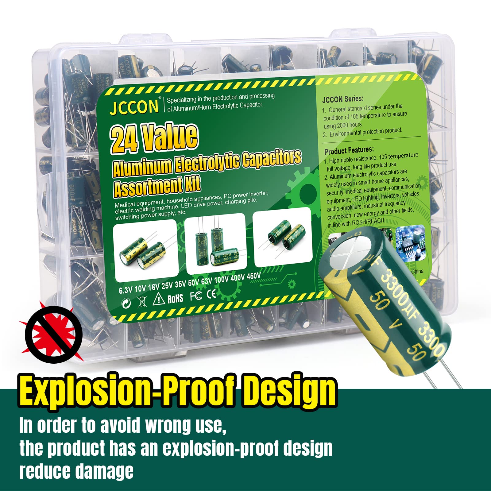 24 Value 400Pcs Elektrolytkondensator Sortiment | SMD Aluminium Kondensator Set 0.1uF-1000uF