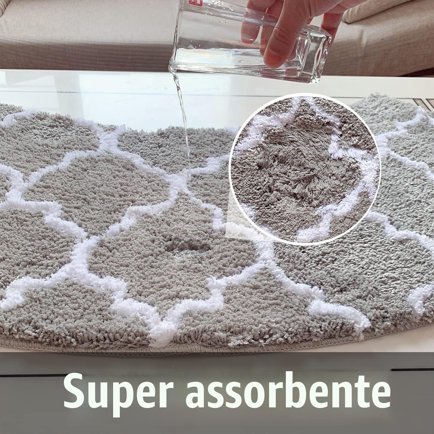 Tappetino da Doccia Curvo, 45 * 143cm Tappeto Da Bagno Grande Antiscivolo Quadrant Tappeto Doccia Angolare in Microfibra, Lavabile, Adattabile A Tutte Le Docce Angolari