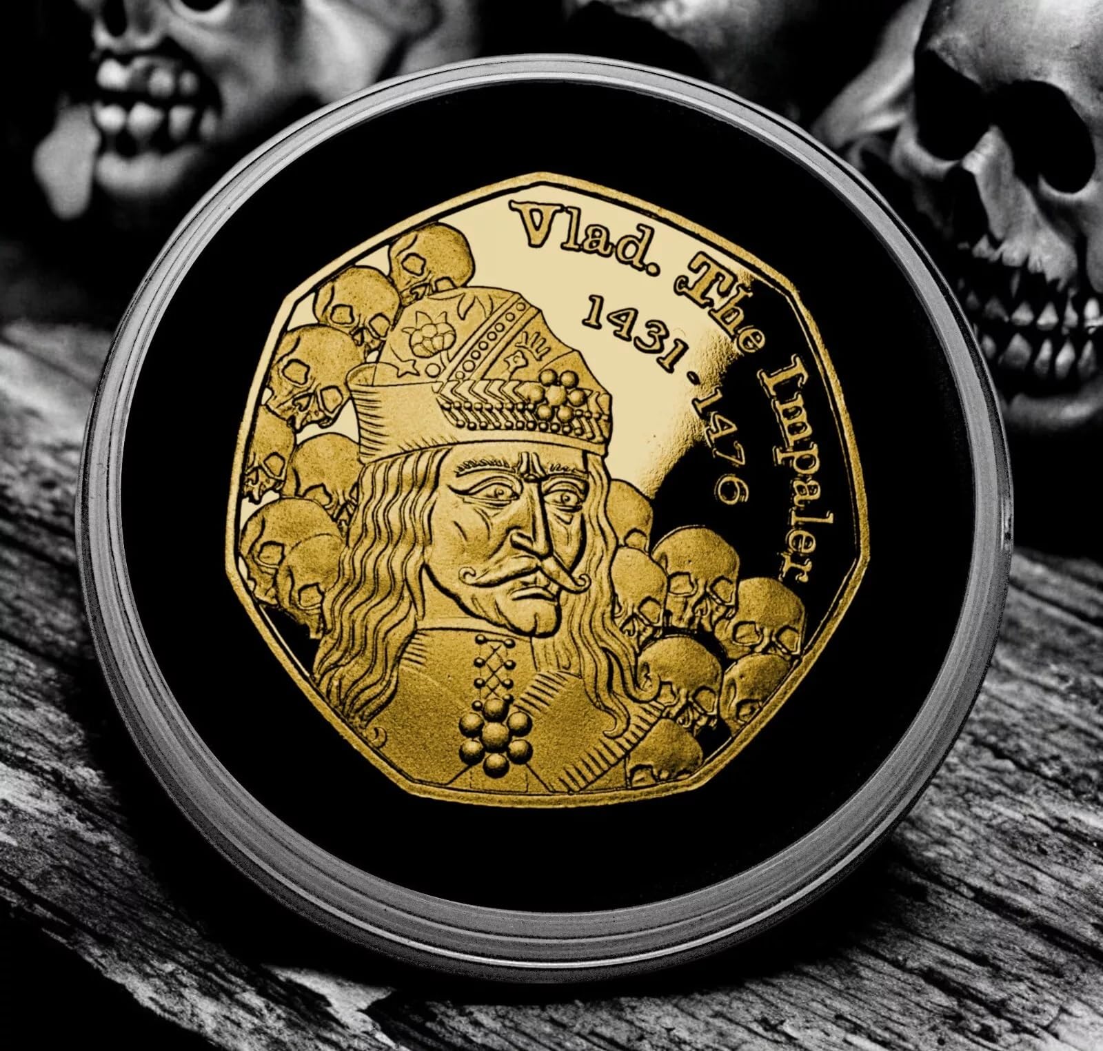 The Commemorative Coin Company Gold Vlad The Impaler 24Ct Commemorative In Capsule. Dracula/Vampire Supernatural/Occult Transylvania/Wallachia. Gift/Present