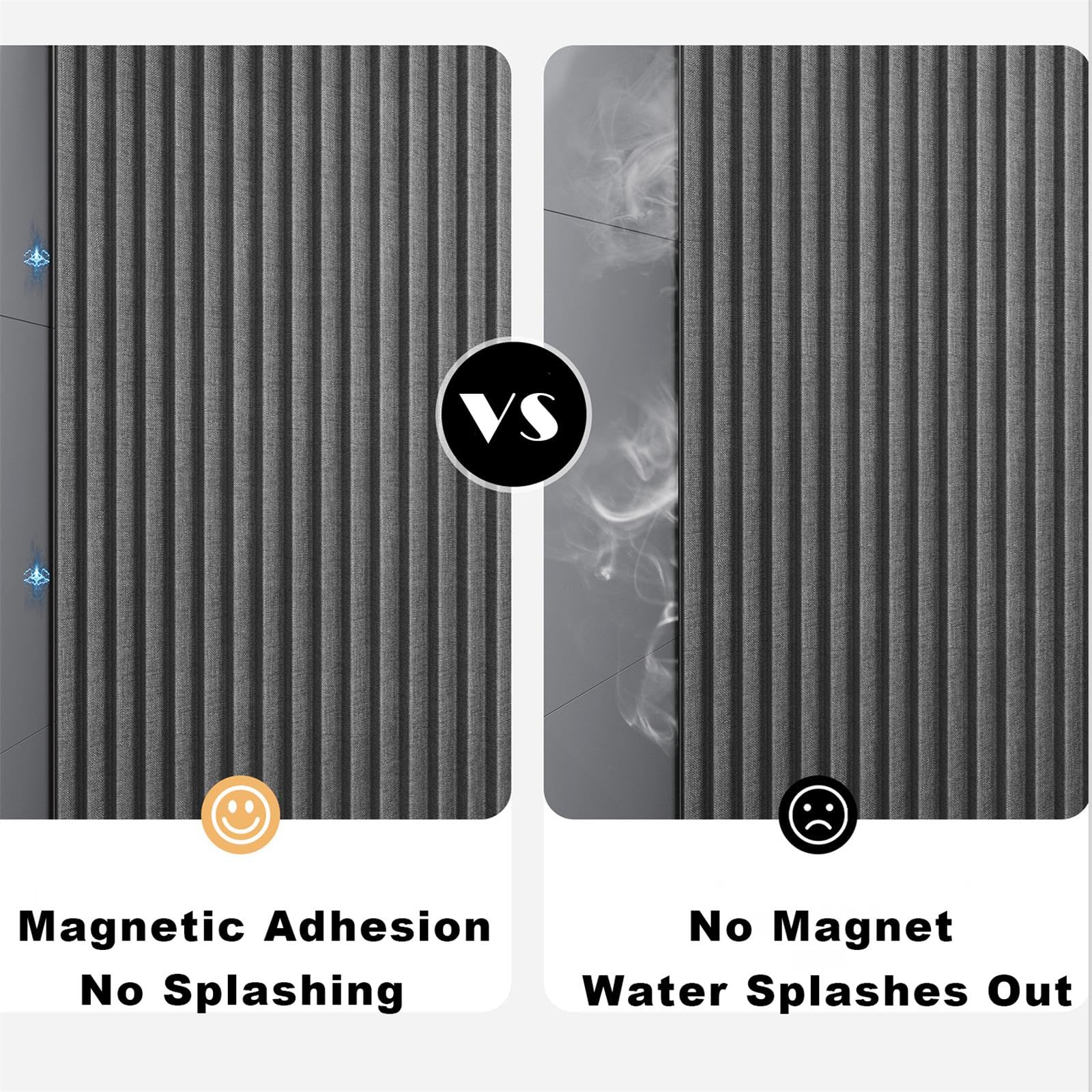 Grey Waterproof Shower Curtain - Folding & Space-Saving -4