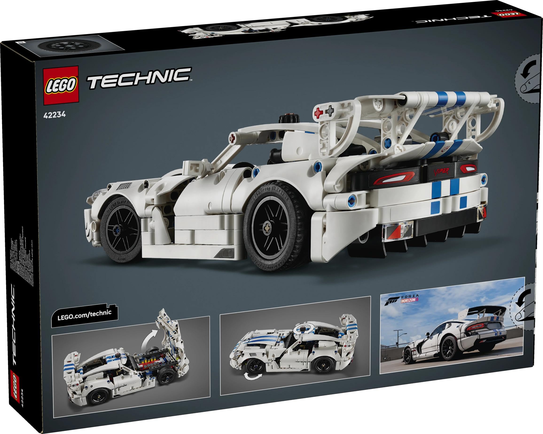 LEGO Technic Auto Sportiva Dodge Viper GTS-R - Modello di Macchina Giocattolo con Motore V10, Sterzo e Differenziale - Regalo per Gamer, Bambini e Fan degli Sport Motoristici da 10 Anni in su - 42234