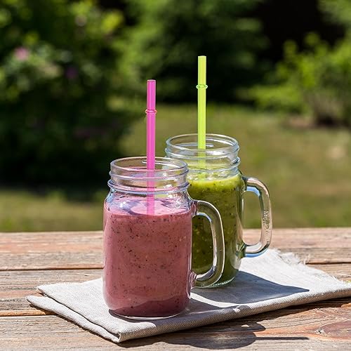 Miniatura 10 de DAKOUFISH Pajitas de repuesto de tritán gruesas reutilizables de 11 pulgadas para vasos de tarro Mason de 24 onzas y 16 onzas, aptas para